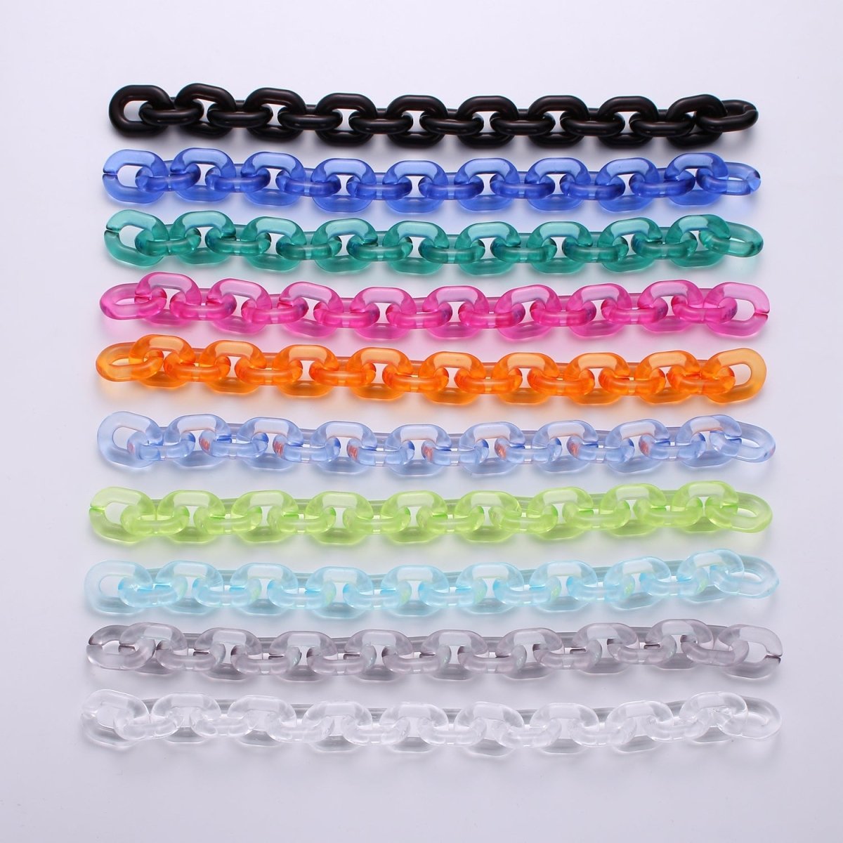 1X Clear Oval Acrylic Link Chain, Translucent Plastic Chain, Chunky Necklace Chain with Open Links Size 23.8mm x 18.8mm