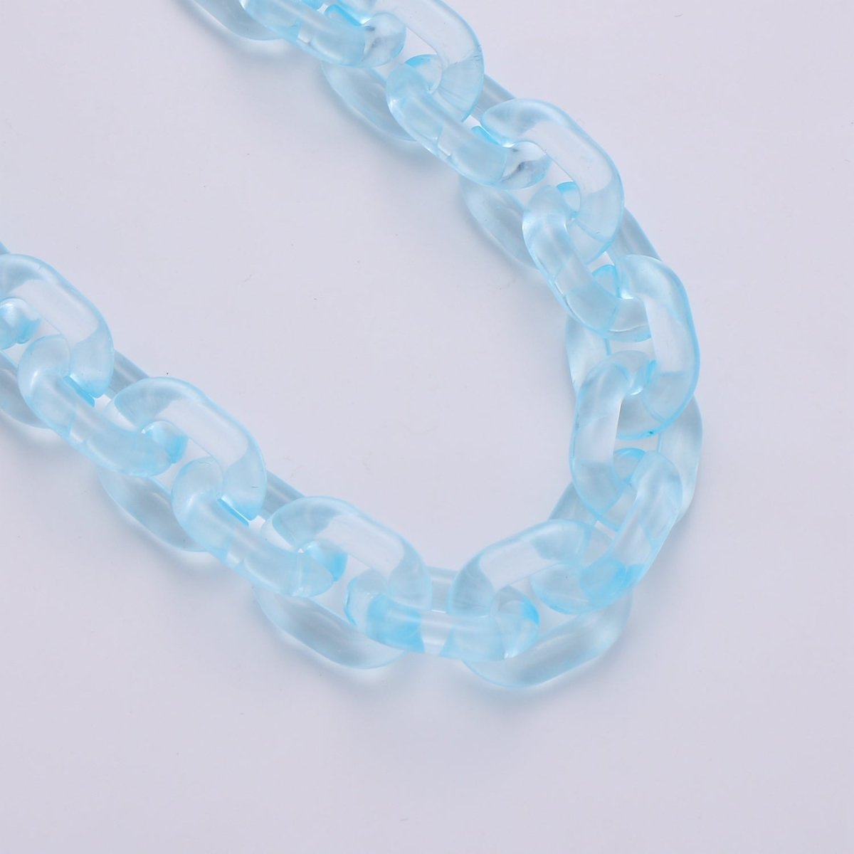 1X Clear Oval Acrylic Link Chain, Translucent Plastic Chain, Chunky Necklace Chain with Open Links Size 23.8mm x 18.8mm