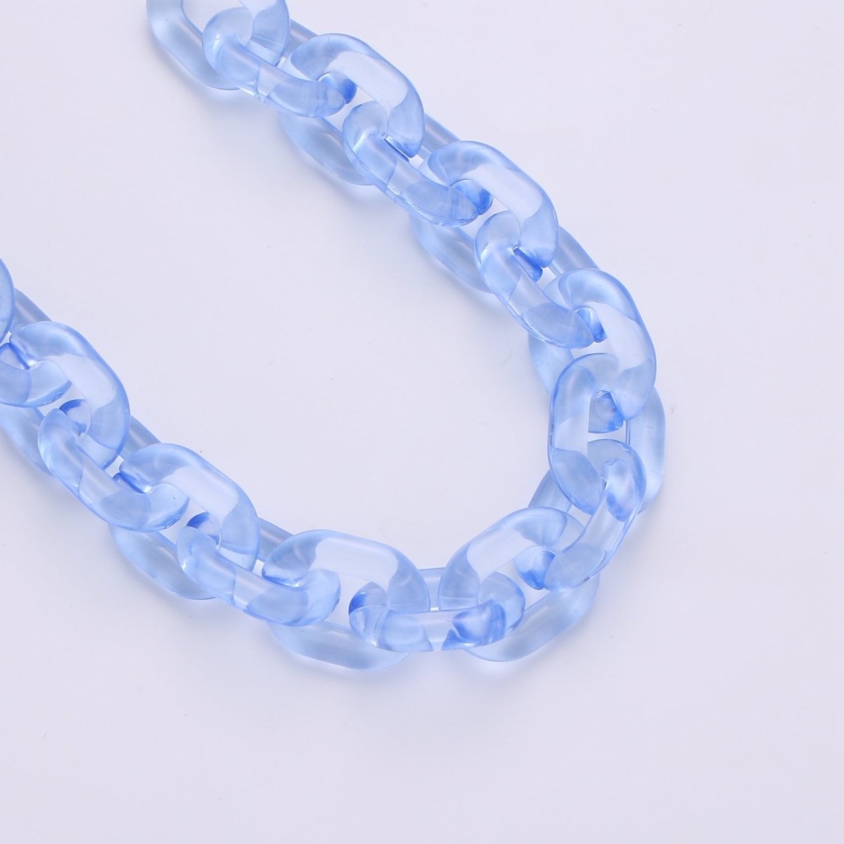 1X Clear Oval Acrylic Link Chain, Translucent Plastic Chain, Chunky Necklace Chain with Open Links Size 23.8mm x 18.8mm