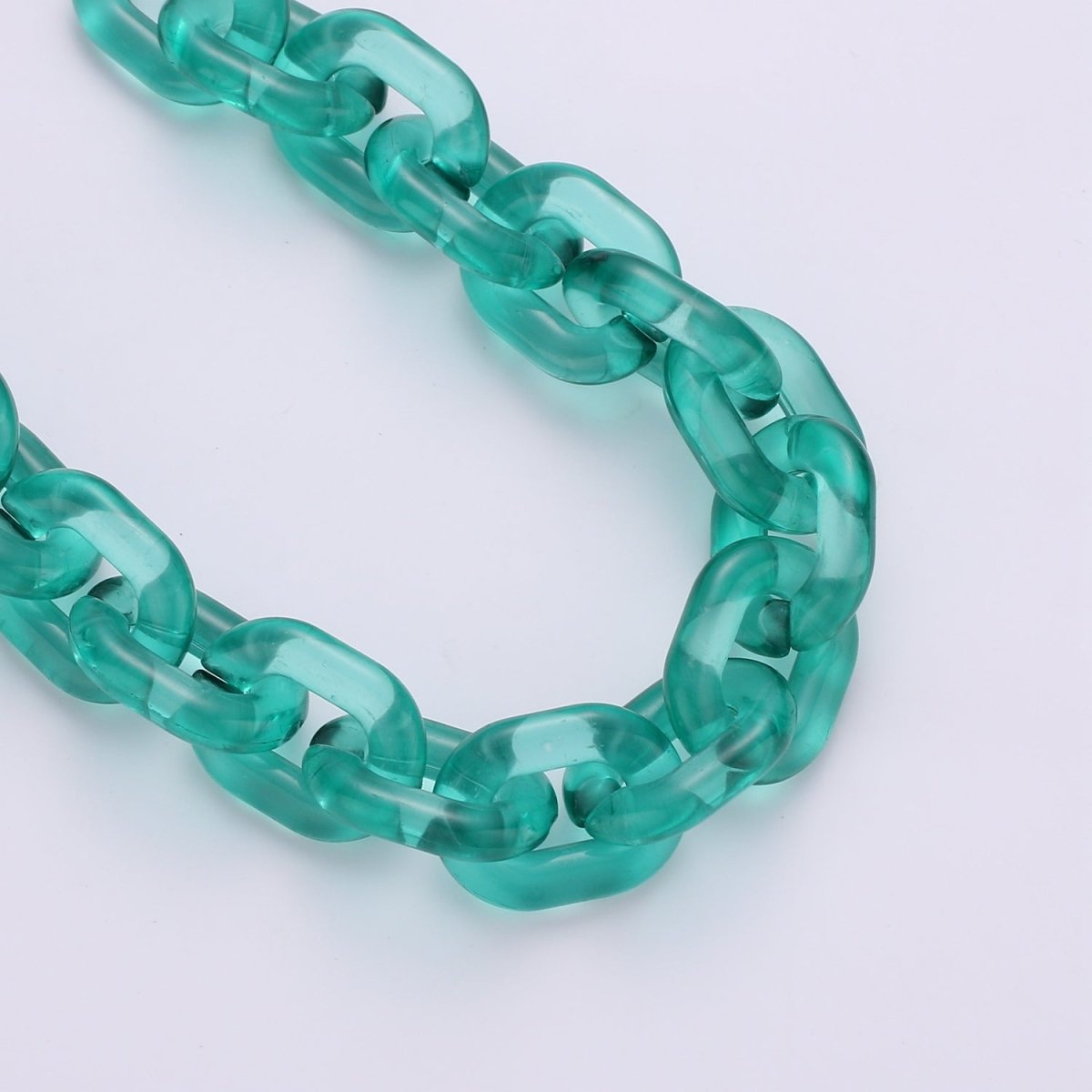 1X Clear Oval Acrylic Link Chain, Translucent Plastic Chain, Chunky Necklace Chain with Open Links Size 23.8mm x 18.8mm