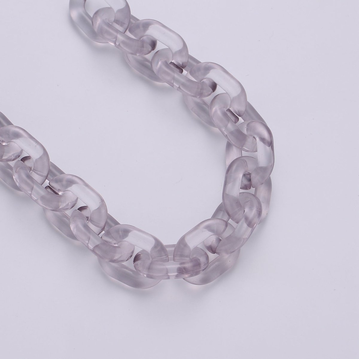 1X Clear Oval Acrylic Link Chain, Translucent Plastic Chain, Chunky Necklace Chain with Open Links Size 23.8mm x 18.8mm