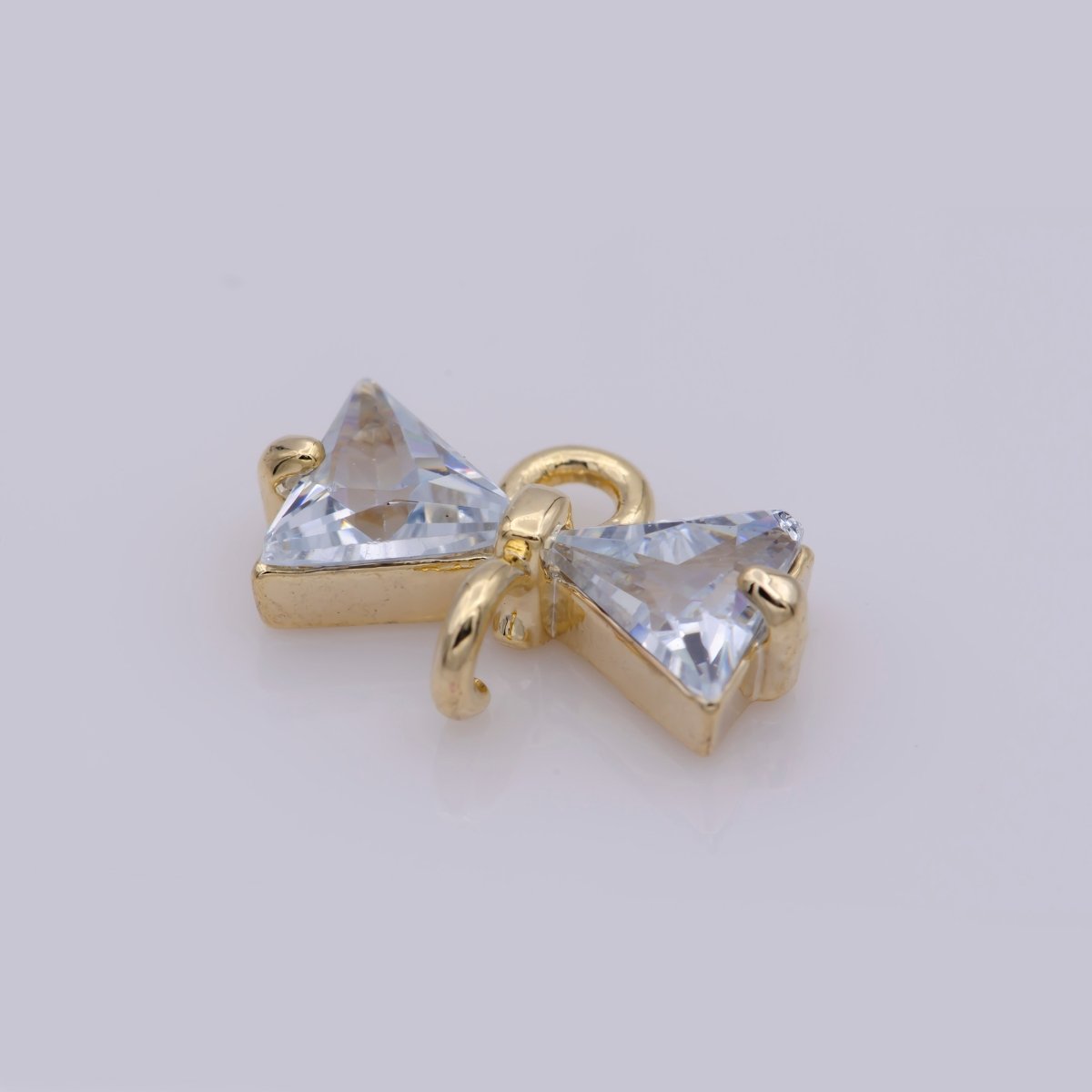 1x Cubic Bow Zirconia 14k Gold Filled Charm Connector, Bow Pendant, Cz Bow Charms with Open Link for Necklace Earring Component - DLUXCA