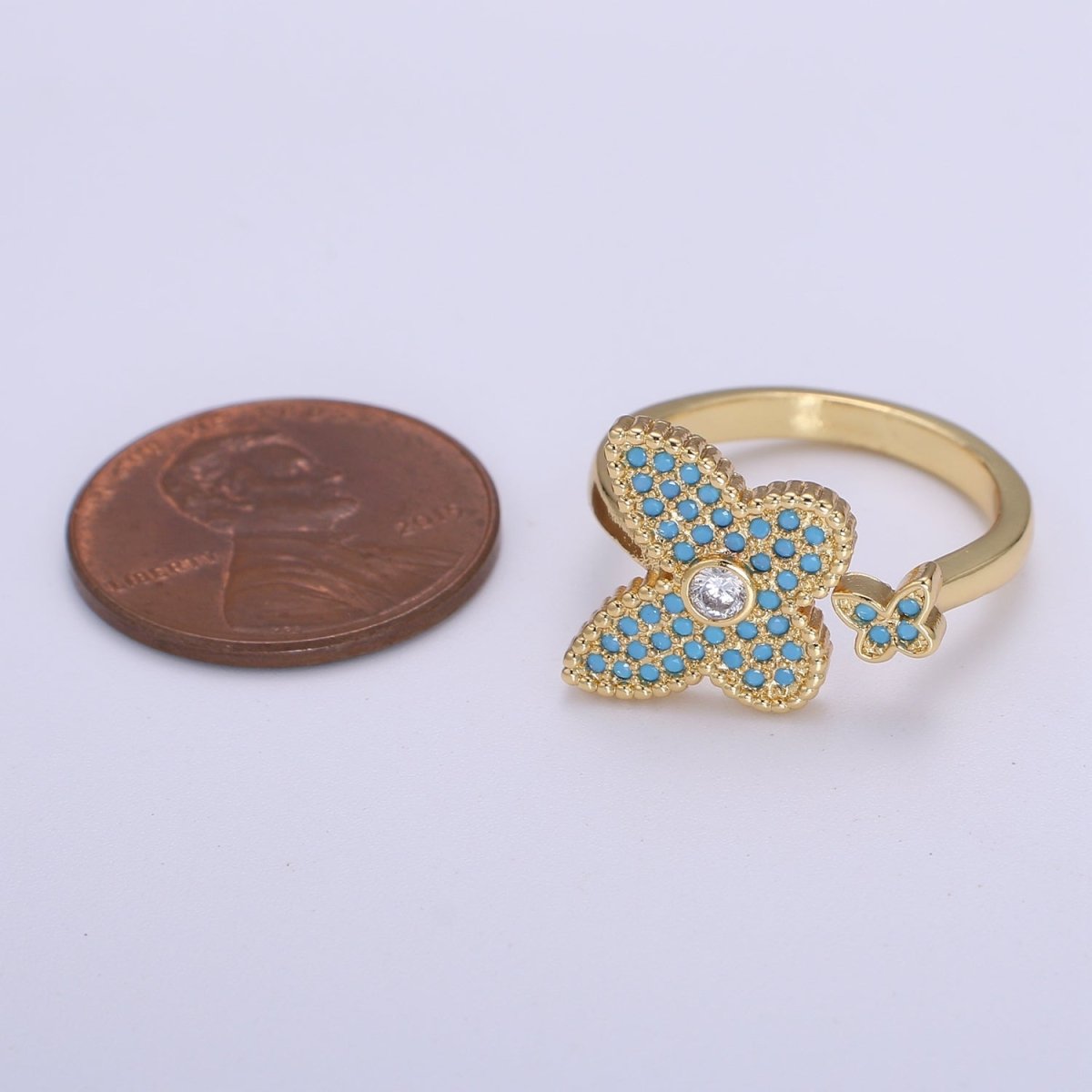 1x Dainty Butterfly Ring, Adjustable Gold Ring, Cz Mariposa Ring, Animal Lover Ring for Minimalist jewelry Everyday Wear O-273 ~ O-276
