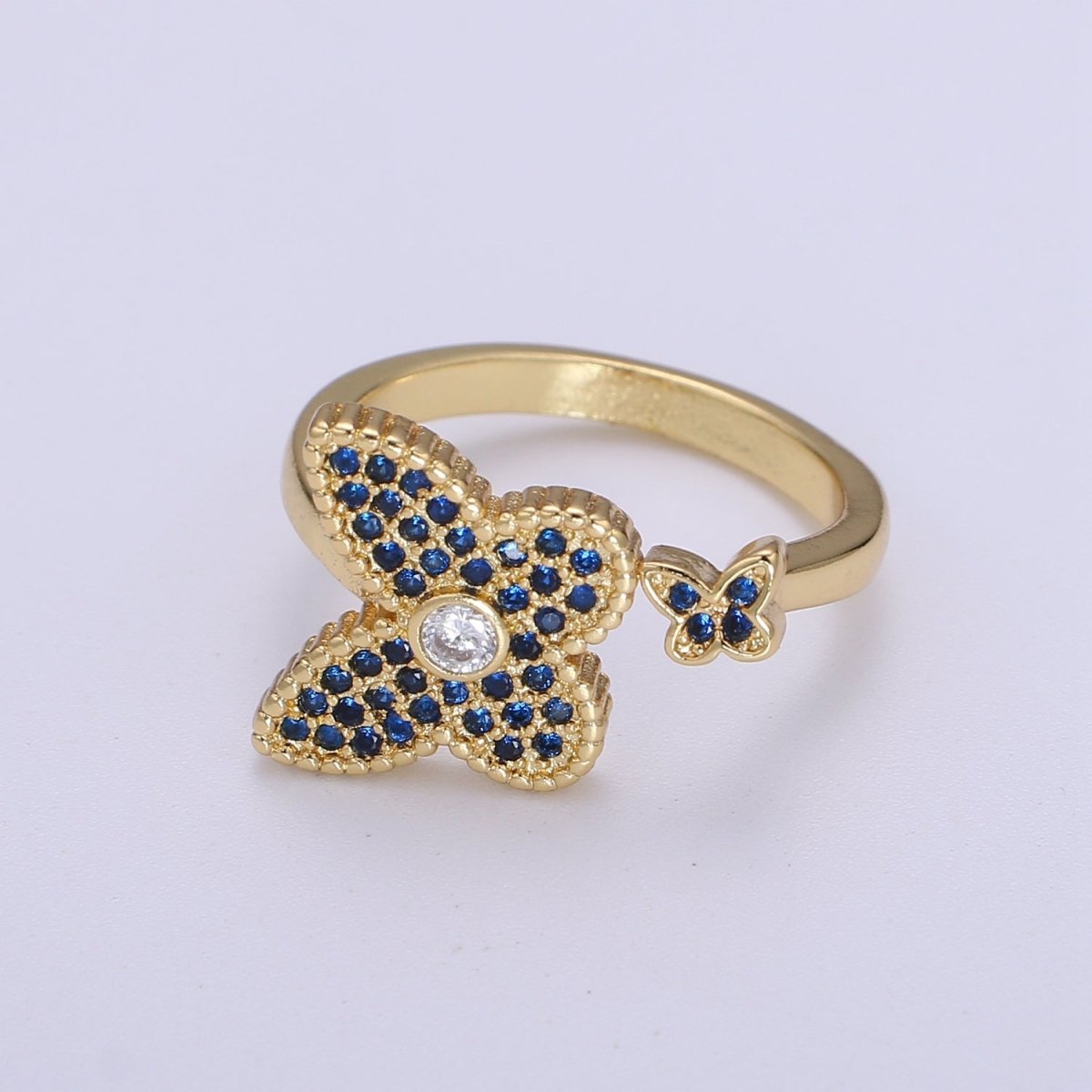 1x Dainty Butterfly Ring, Adjustable Gold Ring, Cz Mariposa Ring, Animal Lover Ring for Minimalist jewelry Everyday Wear O-273 ~ O-276