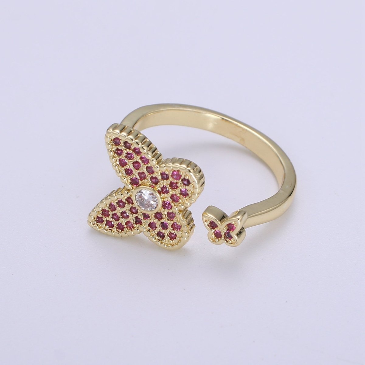 1x Dainty Butterfly Ring, Adjustable Gold Ring, Cz Mariposa Ring, Animal Lover Ring for Minimalist jewelry Everyday Wear O-273 ~ O-276