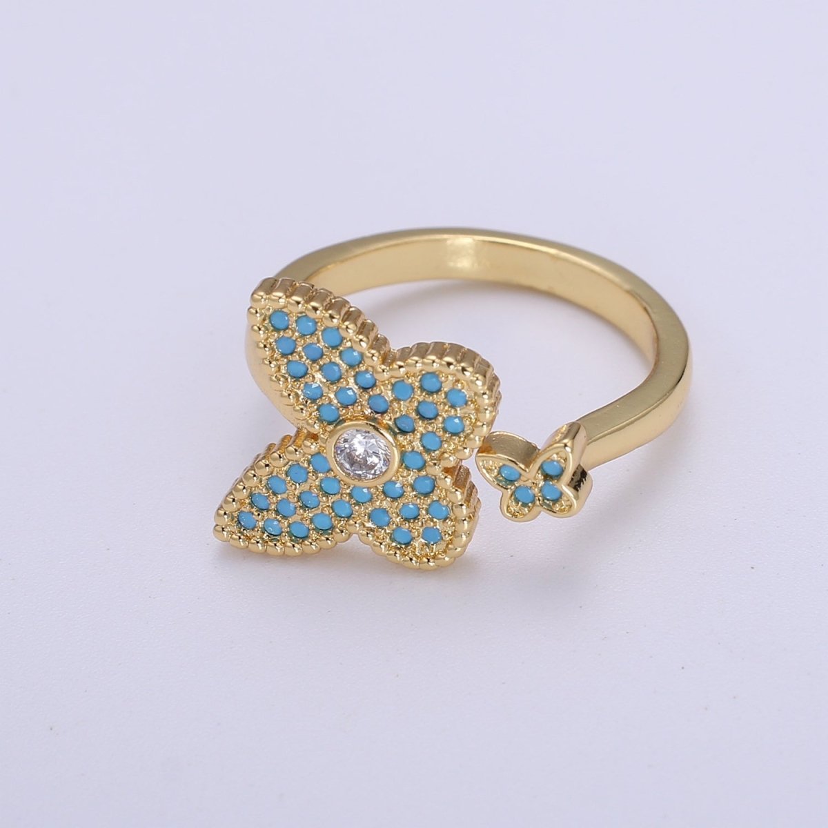 1x Dainty Butterfly Ring, Adjustable Gold Ring, Cz Mariposa Ring, Animal Lover Ring for Minimalist jewelry Everyday Wear O-273 ~ O-276