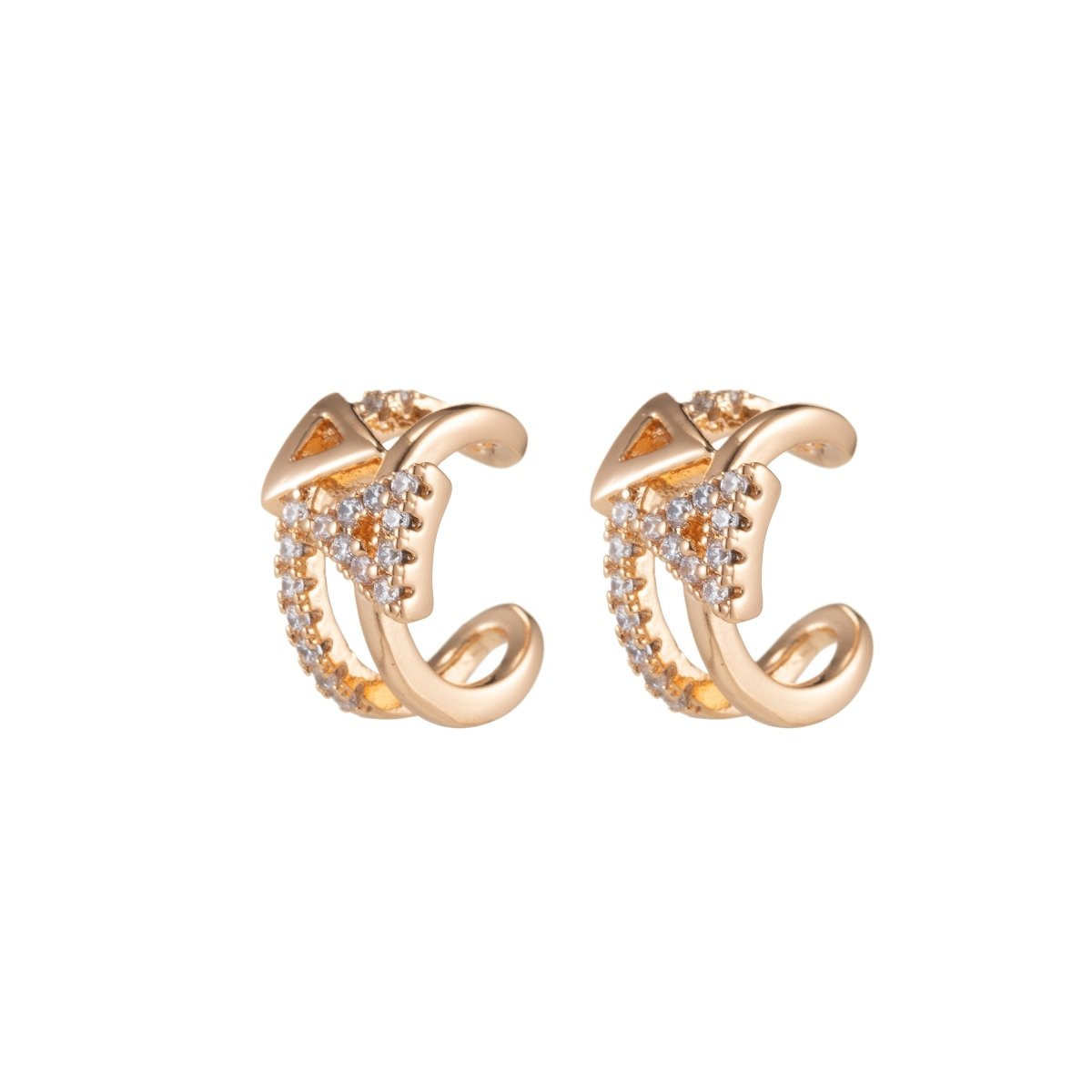 1x Dainty Geometric Ear Cuffs for Non Pierced Ears Micro Pave Crystal Gold Clip on Conch Cuff Earrings for Women Girls | AI-055 - DLUXCA