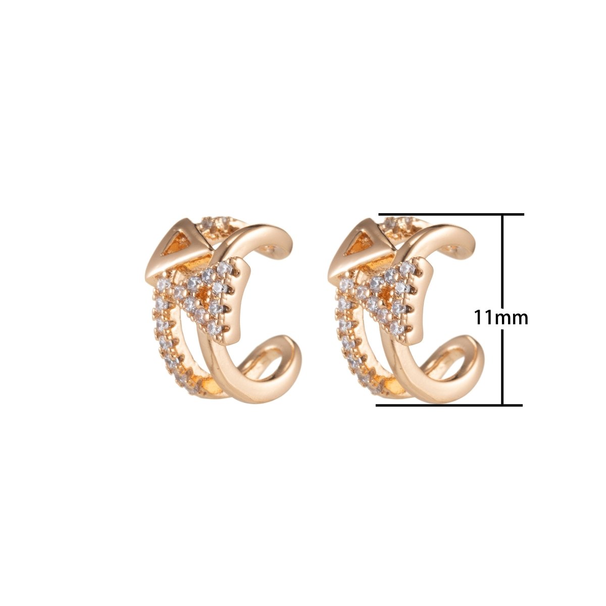 1x Dainty Geometric Ear Cuffs for Non Pierced Ears Micro Pave Crystal Gold Clip on Conch Cuff Earrings for Women Girls | AI-055 - DLUXCA