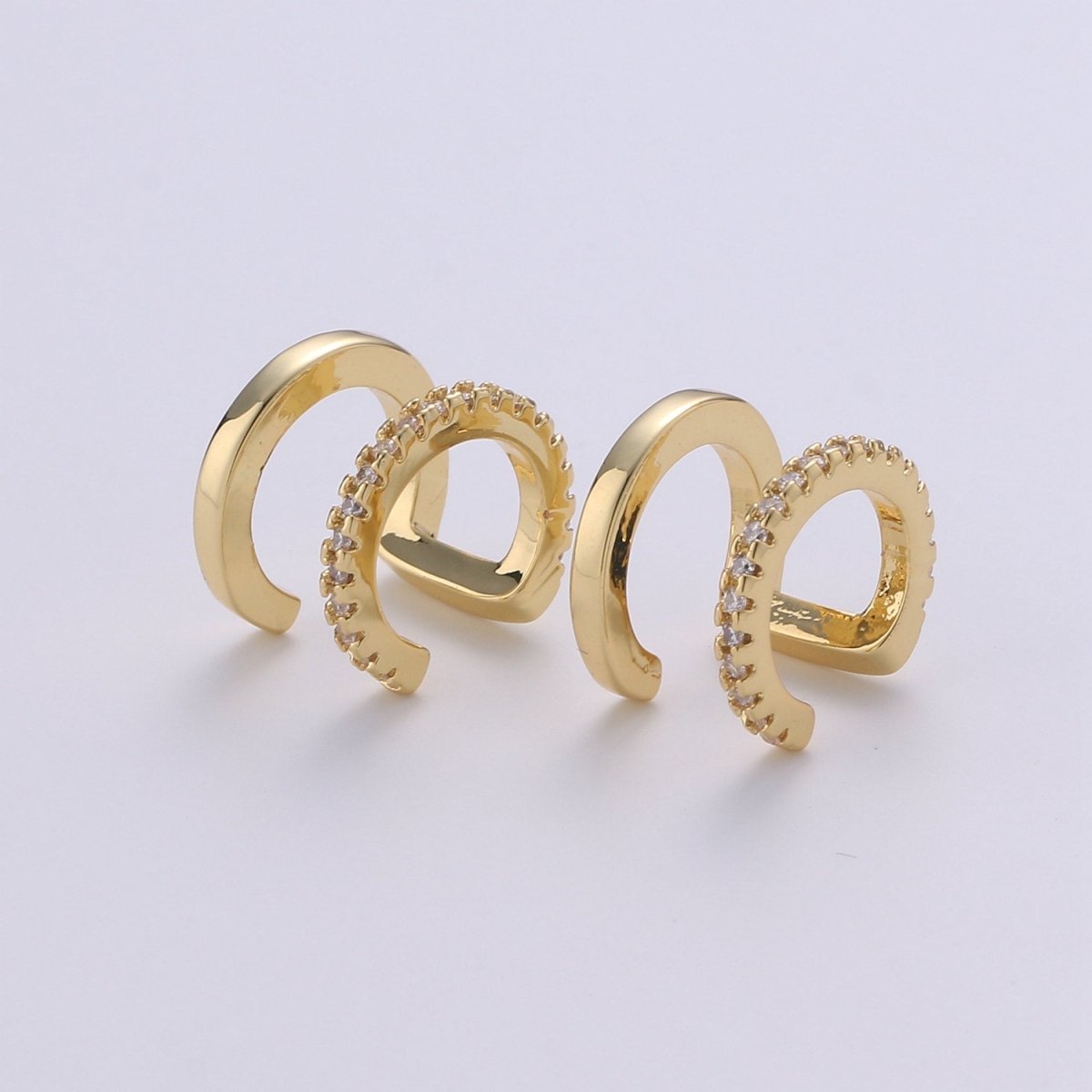 1x Double Cuff , CZ Pave Ear Cuff, Ear Wrap Earrings, Boho Jewelry, Non Pierced Ear Cuff, Ear Wrap, Double Row CZ, Gold Ear Cuff, AI-078, AI-079.