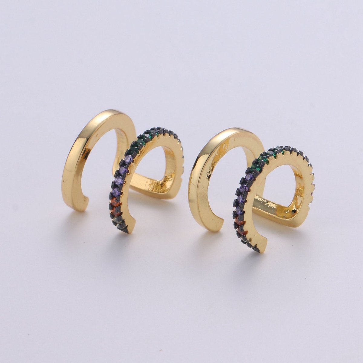 1x Double Cuff , CZ Pave Ear Cuff, Ear Wrap Earrings, Boho Jewelry, Non Pierced Ear Cuff, Ear Wrap, Double Row CZ, Gold Ear Cuff, AI-078, AI-079.