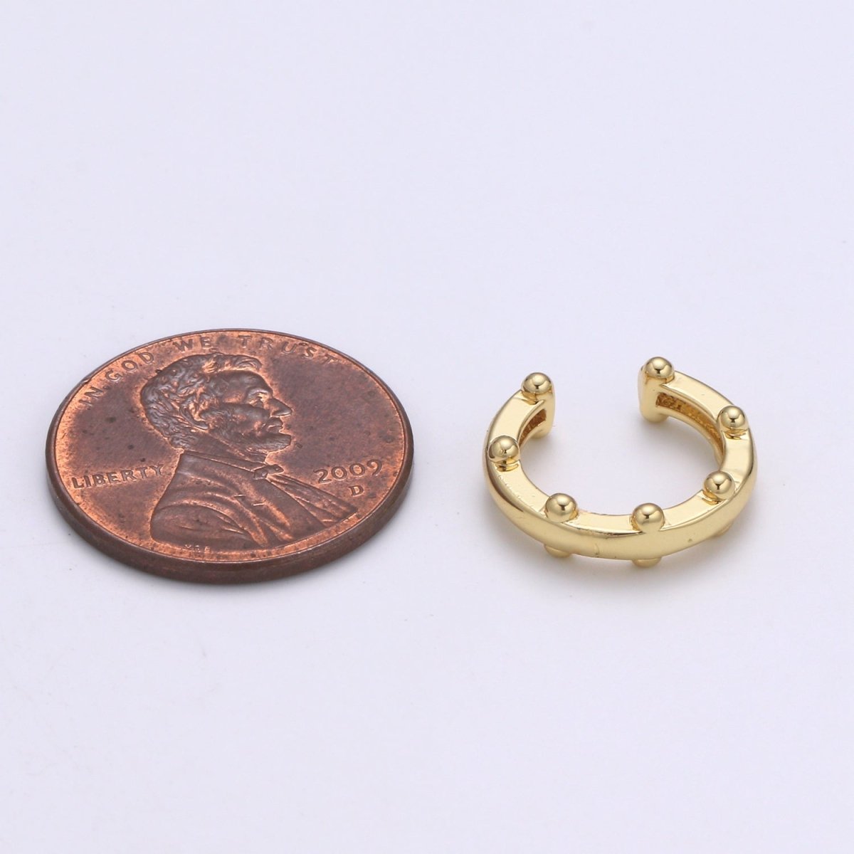 1x Ear Cuff, Gold Earcuff, Non-pierced, Beaded Ear Cuff Fake Conch Earring, No Piercing, Faux Pierced Hoop Dainty Beaded Earring, AI-086 - DLUXCA