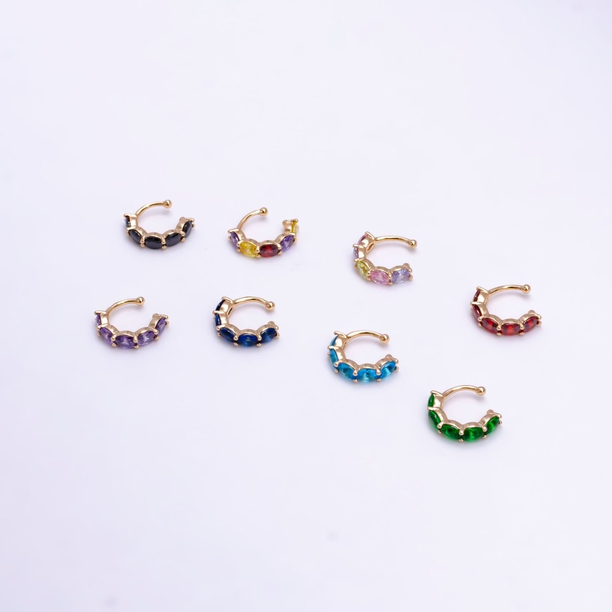 1x Ear cuff no piercing Gold with 8 Different Color cz, ear cuff, minimalist jewelry conch cuff AI-001~AI-008