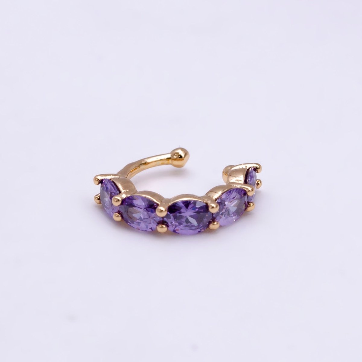 1x Ear cuff no piercing Gold with 8 Different Color cz, ear cuff, minimalist jewelry conch cuff AI-001~AI-008