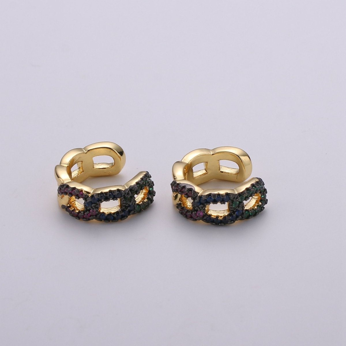 1x Gold Ear Cuff-Upper Ear Earring No Piercing-Helix Ear Cuff-Cartilage Ear Cuff-Ear cuff no piercing-Ear Cuff Earring-Link Chain Earcuff AI-127 AI-128