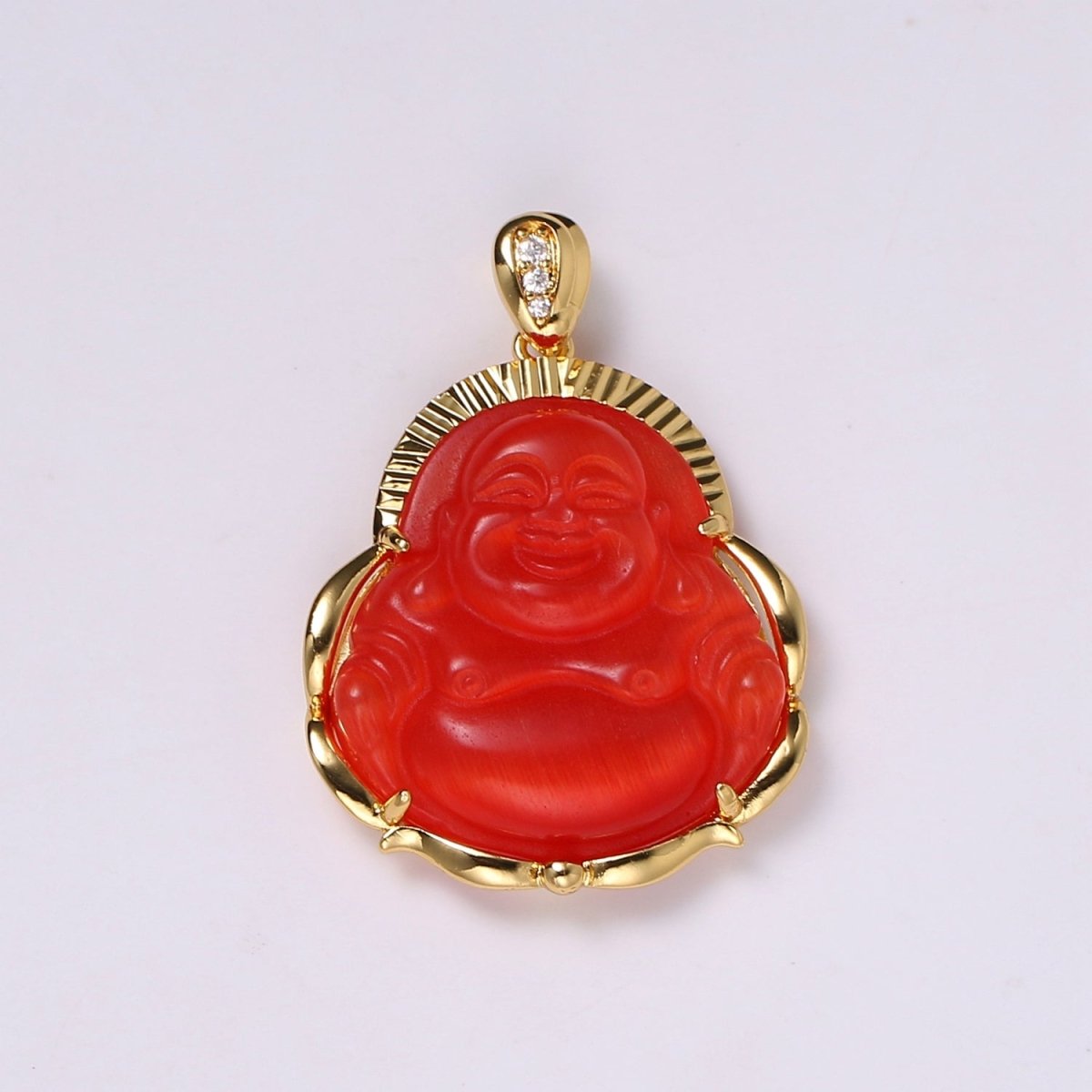 1x Gold Laughing Buddha Pendant Crystal Quartz Thai Buddha Charm Necklace in 14k Gold Filled Pendant for Statement Necklace AH-291~AH-298, AH-313~AH-318