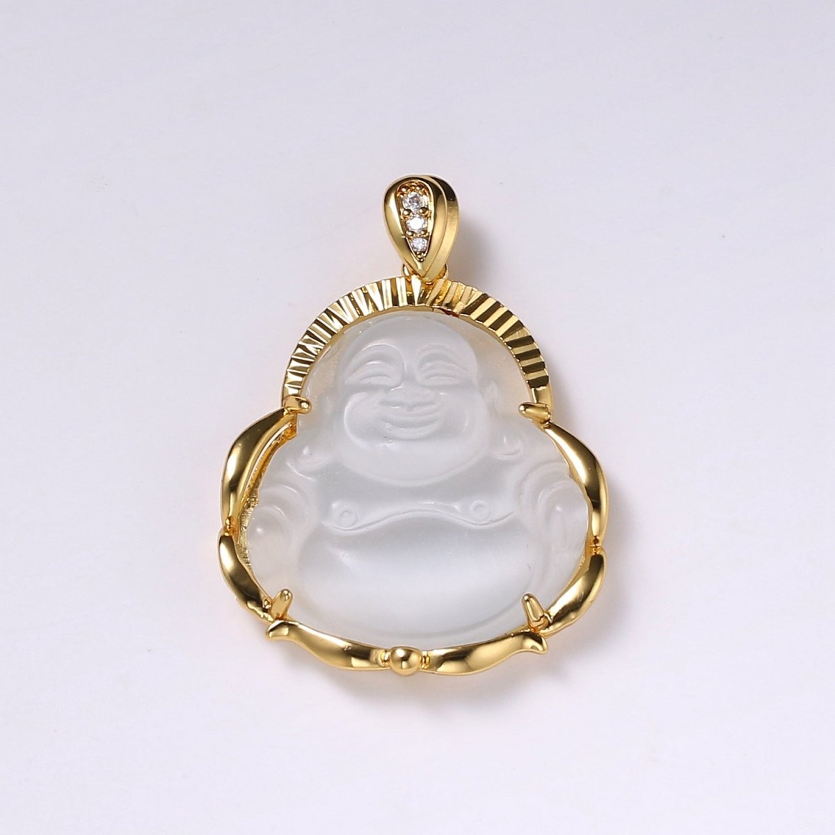 1x Gold Laughing Buddha Pendant Crystal Quartz Thai Buddha Charm Necklace in 14k Gold Filled Pendant for Statement Necklace AH-291~AH-298, AH-313~AH-318