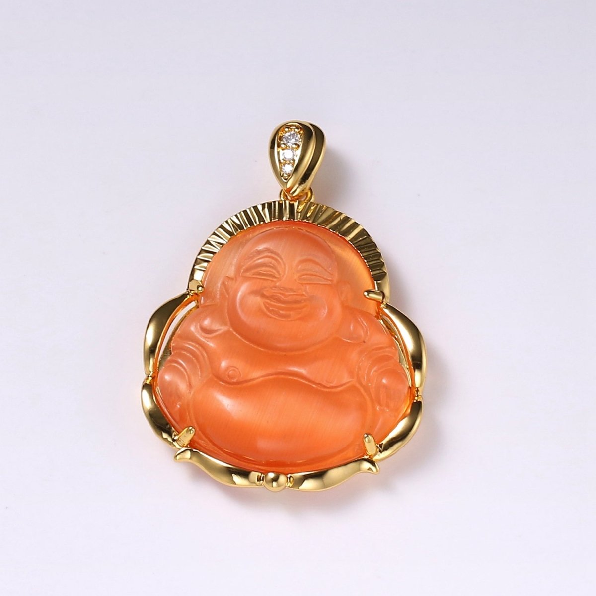 1x Gold Laughing Buddha Pendant Crystal Quartz Thai Buddha Charm Necklace in 14k Gold Filled Pendant for Statement Necklace AH-291~AH-298, AH-313~AH-318