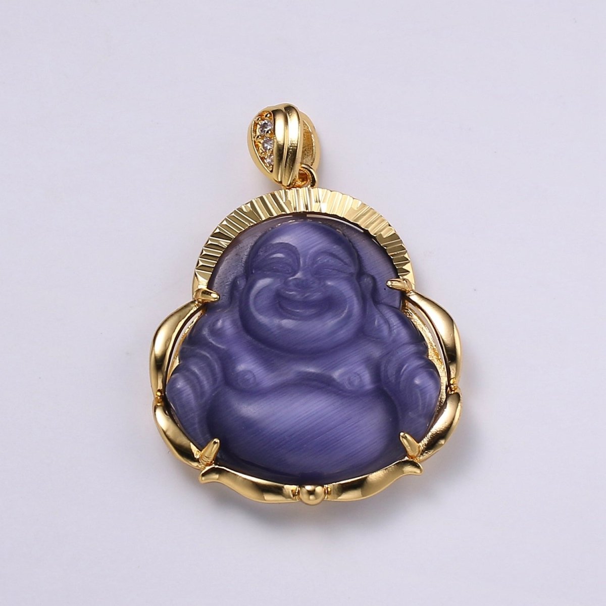 1x Gold Laughing Buddha Pendant Crystal Quartz Thai Buddha Charm Necklace in 14k Gold Filled Pendant for Statement Necklace AH-291~AH-298, AH-313~AH-318