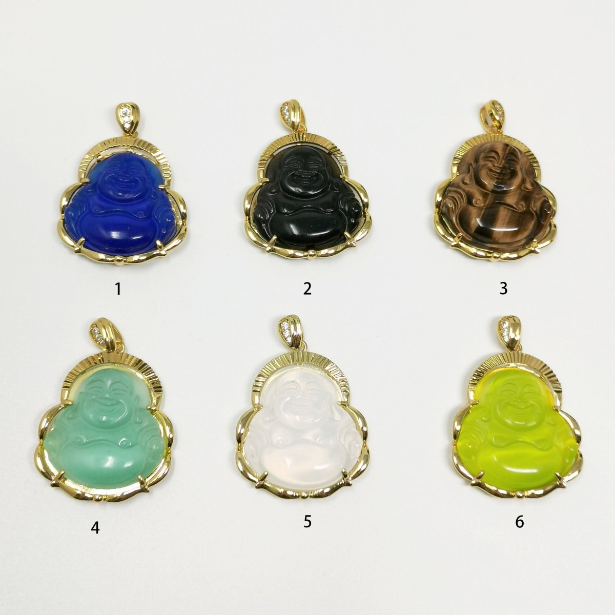 1x Gold Laughing Buddha Pendant Crystal Quartz Thai Buddha Charm Necklace in 14k Gold Filled Pendant for Statement Necklace AH-291~AH-298, AH-313~AH-318