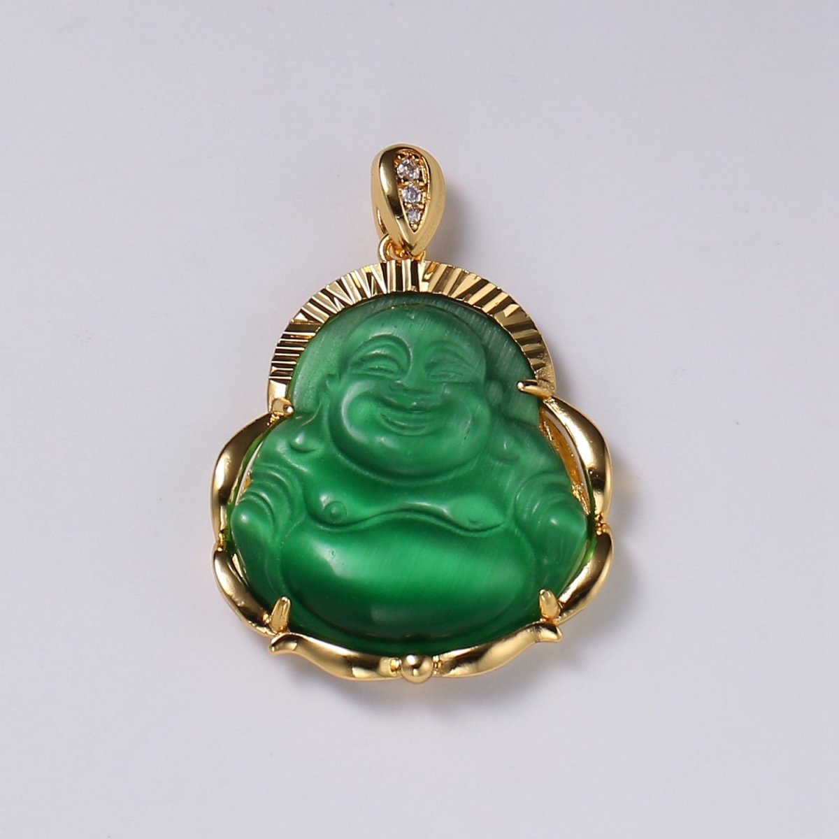1x Gold Laughing Buddha Pendant Crystal Quartz Thai Buddha Charm Necklace in 14k Gold Filled Pendant for Statement Necklace AH-291~AH-298, AH-313~AH-318