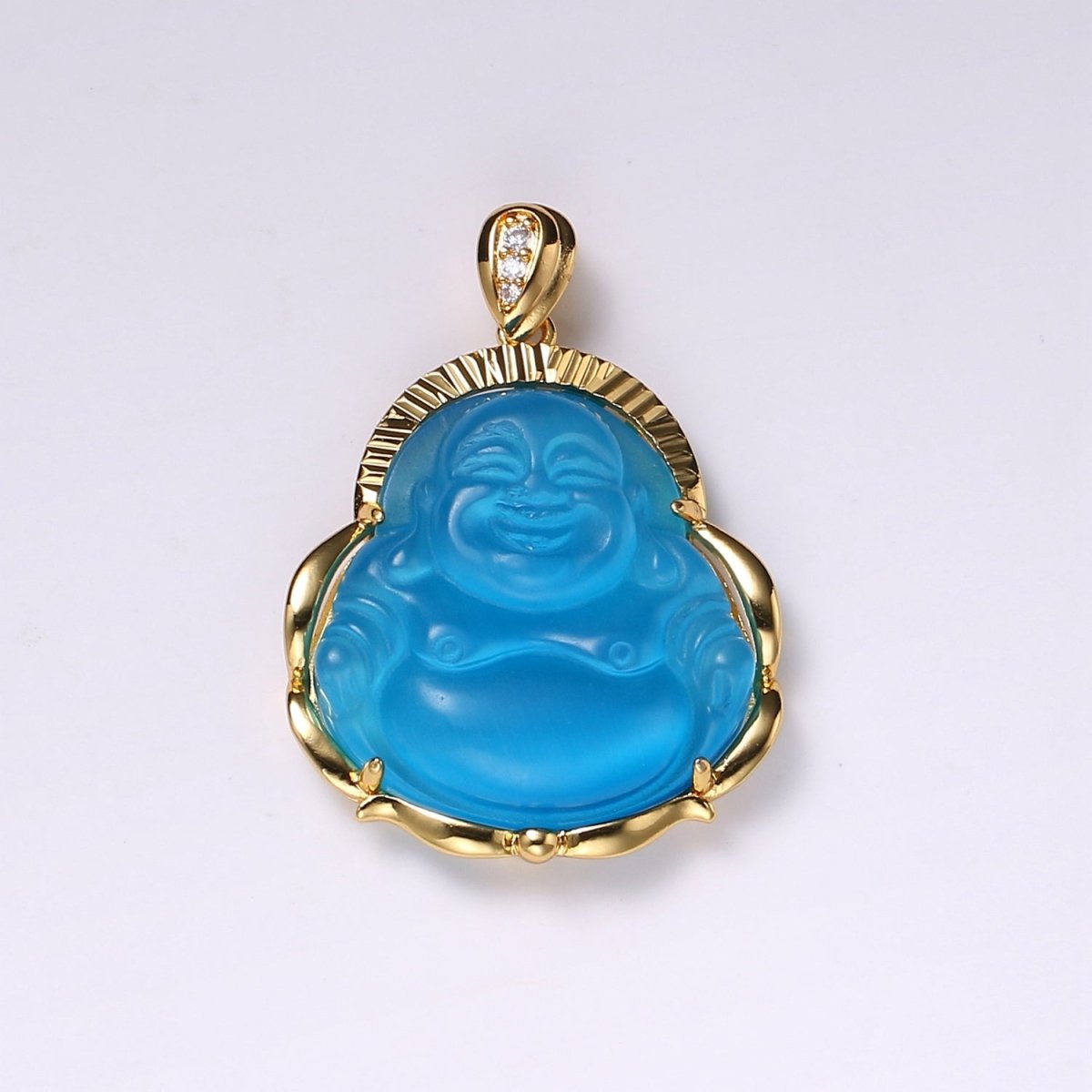 1x Gold Laughing Buddha Pendant Crystal Quartz Thai Buddha Charm Necklace in 14k Gold Filled Pendant for Statement Necklace AH-291~AH-298, AH-313~AH-318