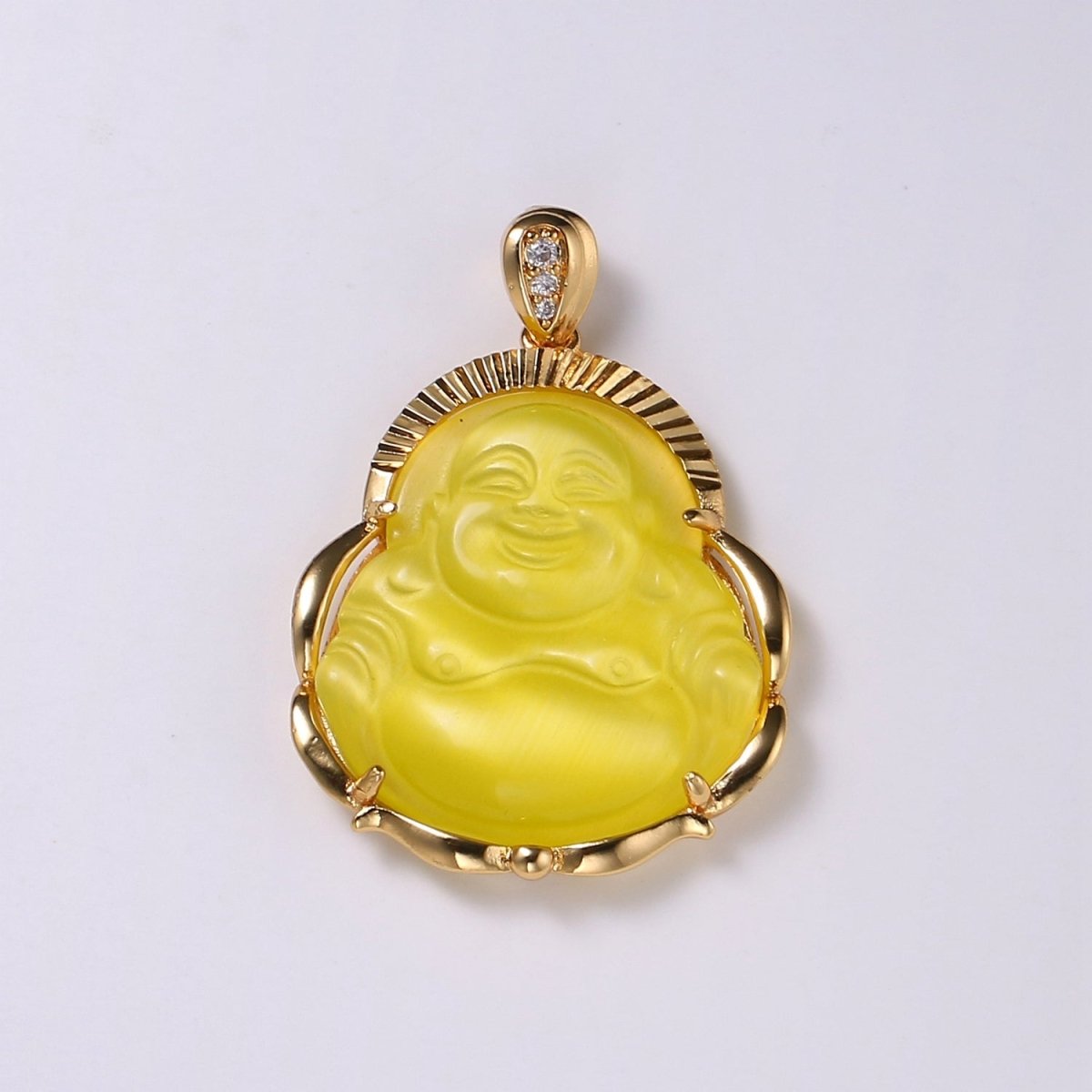 1x Gold Laughing Buddha Pendant Crystal Quartz Thai Buddha Charm Necklace in 14k Gold Filled Pendant for Statement Necklace AH-291~AH-298, AH-313~AH-318