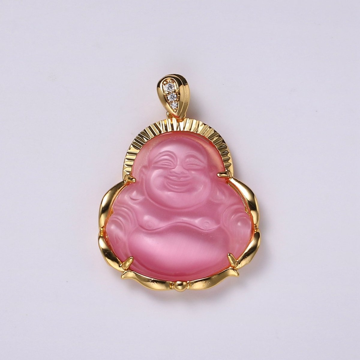 1x Gold Laughing Buddha Pendant Crystal Quartz Thai Buddha Charm Necklace in 14k Gold Filled Pendant for Statement Necklace AH-291~AH-298, AH-313~AH-318