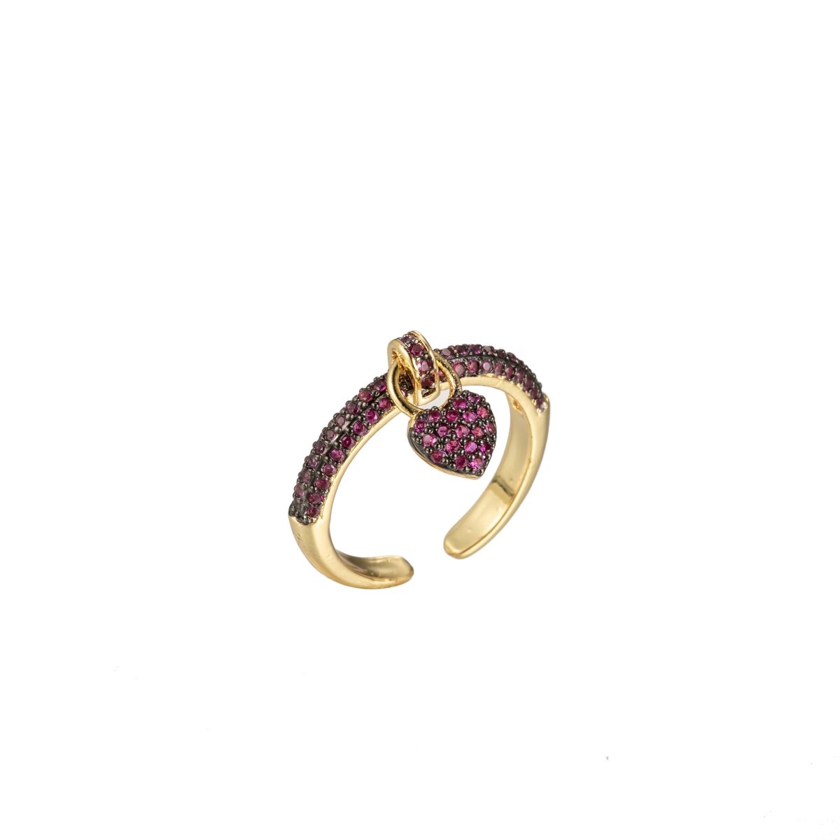 1x Heart dangle ring - tiny heart ring - cz heart - love ring - zircon charm - Anniversary Birthday Wedding Bridal Shower Promise Ring Valentine Gift O-343 ~ O-348
