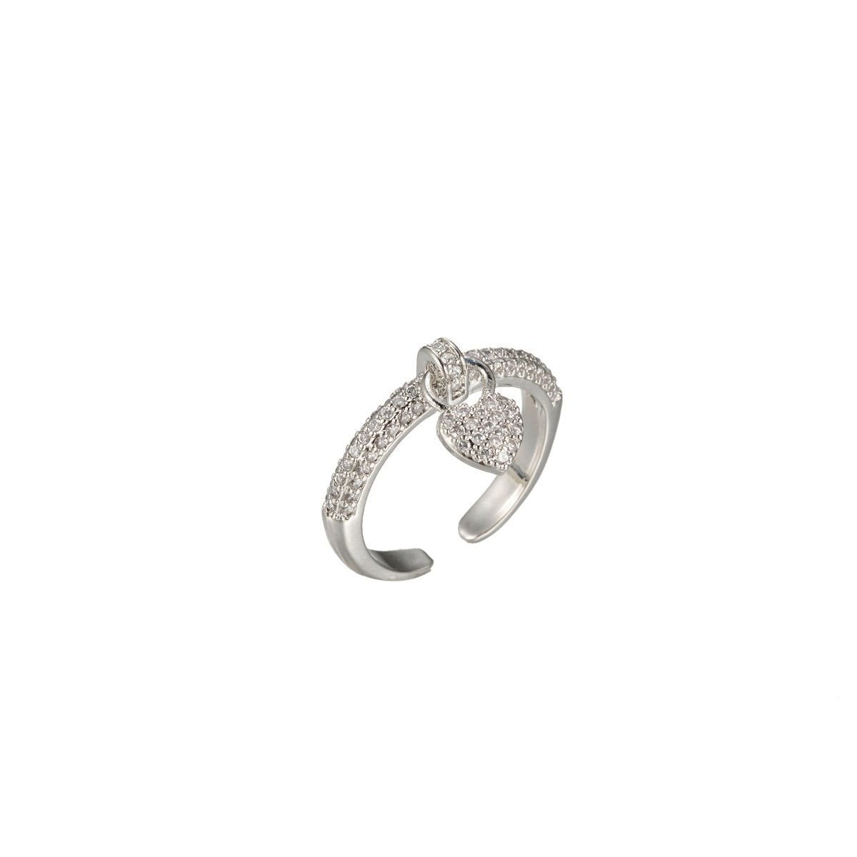 1x Heart dangle ring - tiny heart ring - cz heart - love ring - zircon charm - Anniversary Birthday Wedding Bridal Shower Promise Ring Valentine Gift O-343 ~ O-348