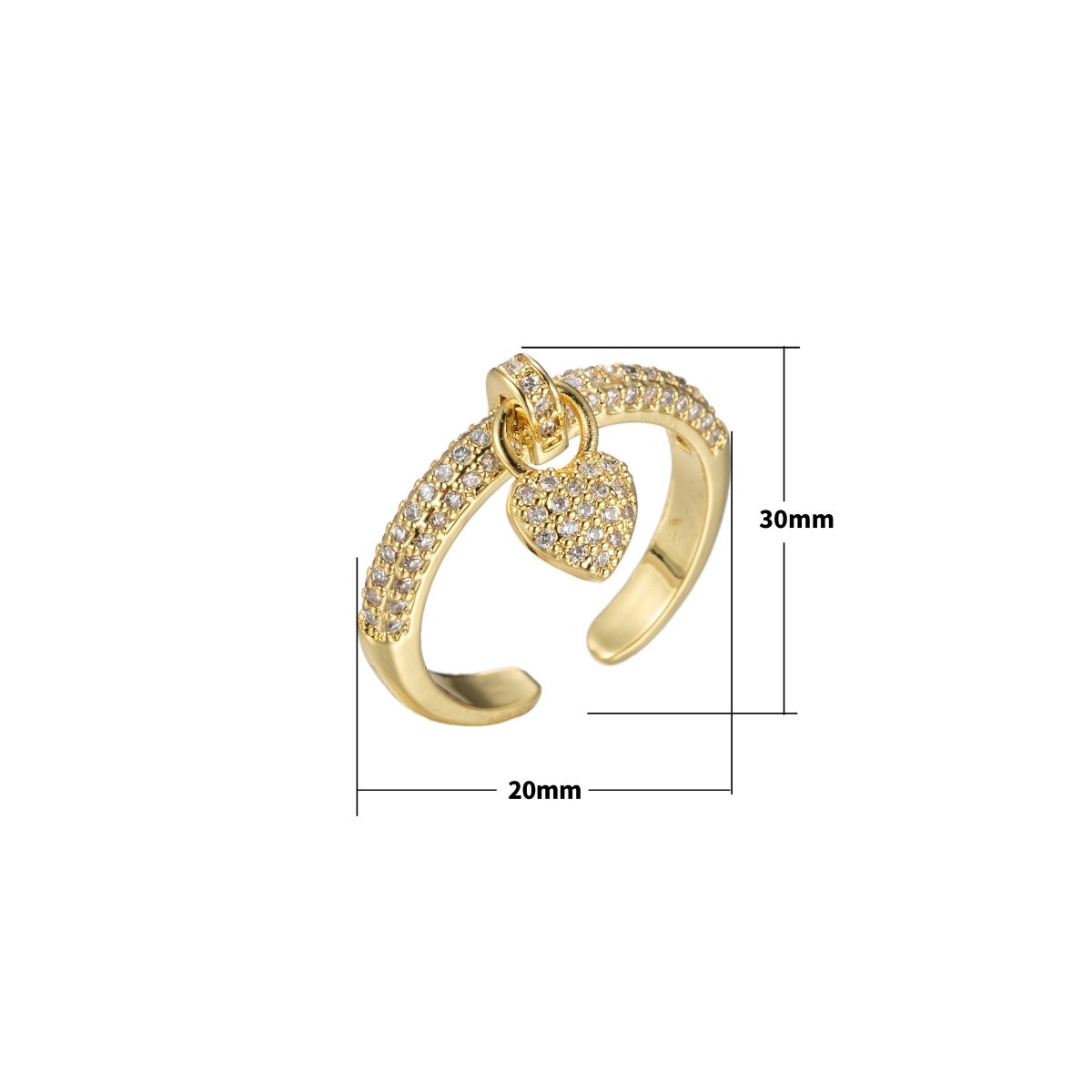 1x Heart dangle ring - tiny heart ring - cz heart - love ring - zircon charm - Anniversary Birthday Wedding Bridal Shower Promise Ring Valentine Gift O-343 ~ O-348