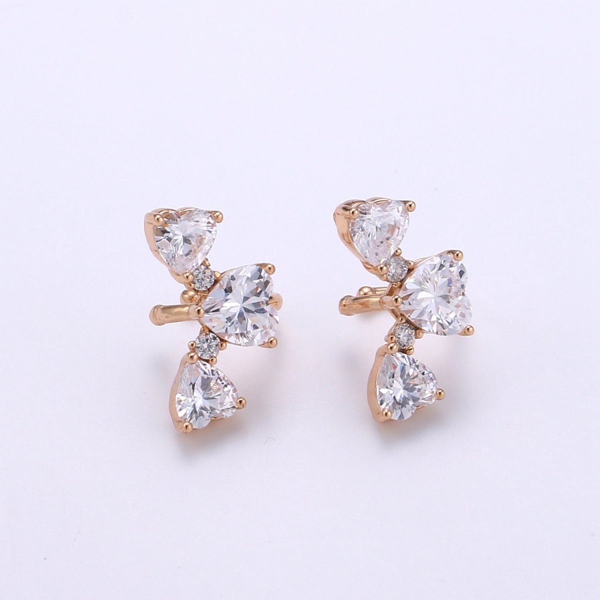 1x Heart Ear Cuff | Rose Gold Filled Ear Cuff No Piercing | Cubic Love Earring No Pierced Dainty Cz Ear Cuff | Fake Helix Piercing AI-142 - DLUXCA