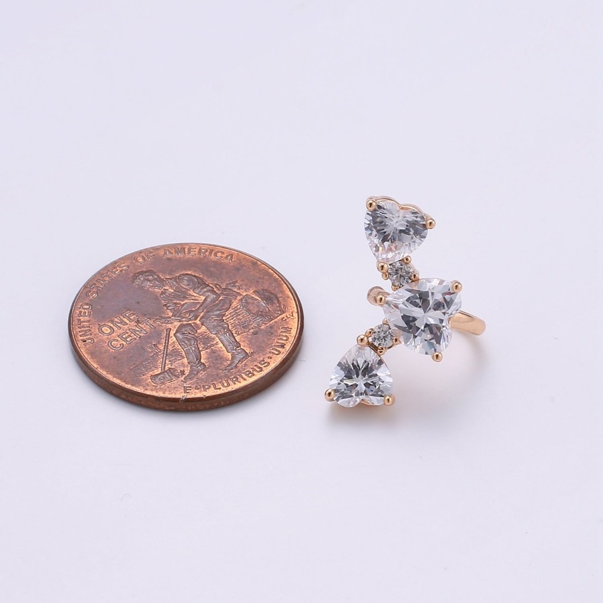 1x Heart Ear Cuff | Rose Gold Filled Ear Cuff No Piercing | Cubic Love Earring No Pierced Dainty Cz Ear Cuff | Fake Helix Piercing AI-142 - DLUXCA