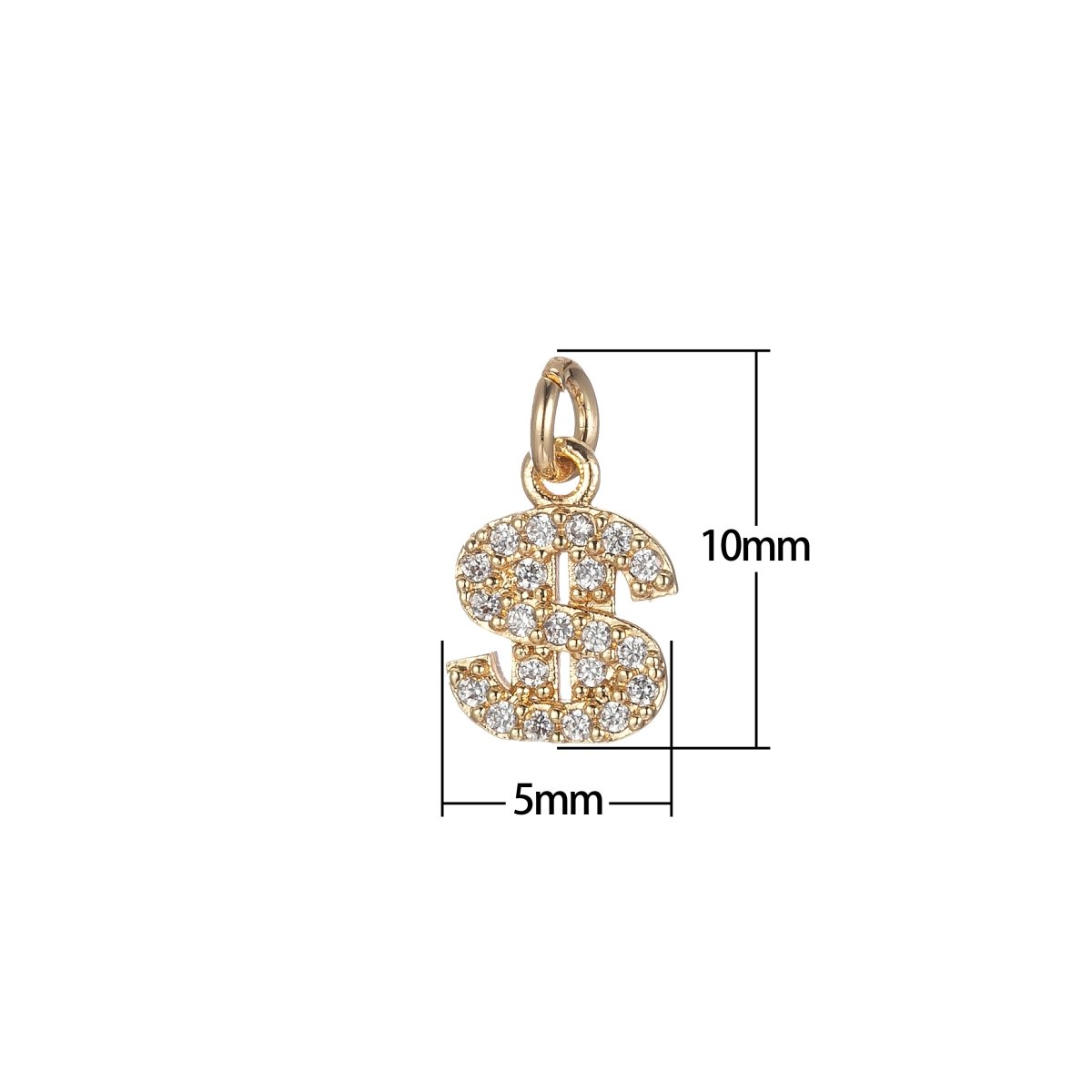 OS 1x Micro Pave dollar Sign Charm Cubic Money Charm Millionaire Pendant Charm,Add on Bracelet Necklace Earring Gold E864