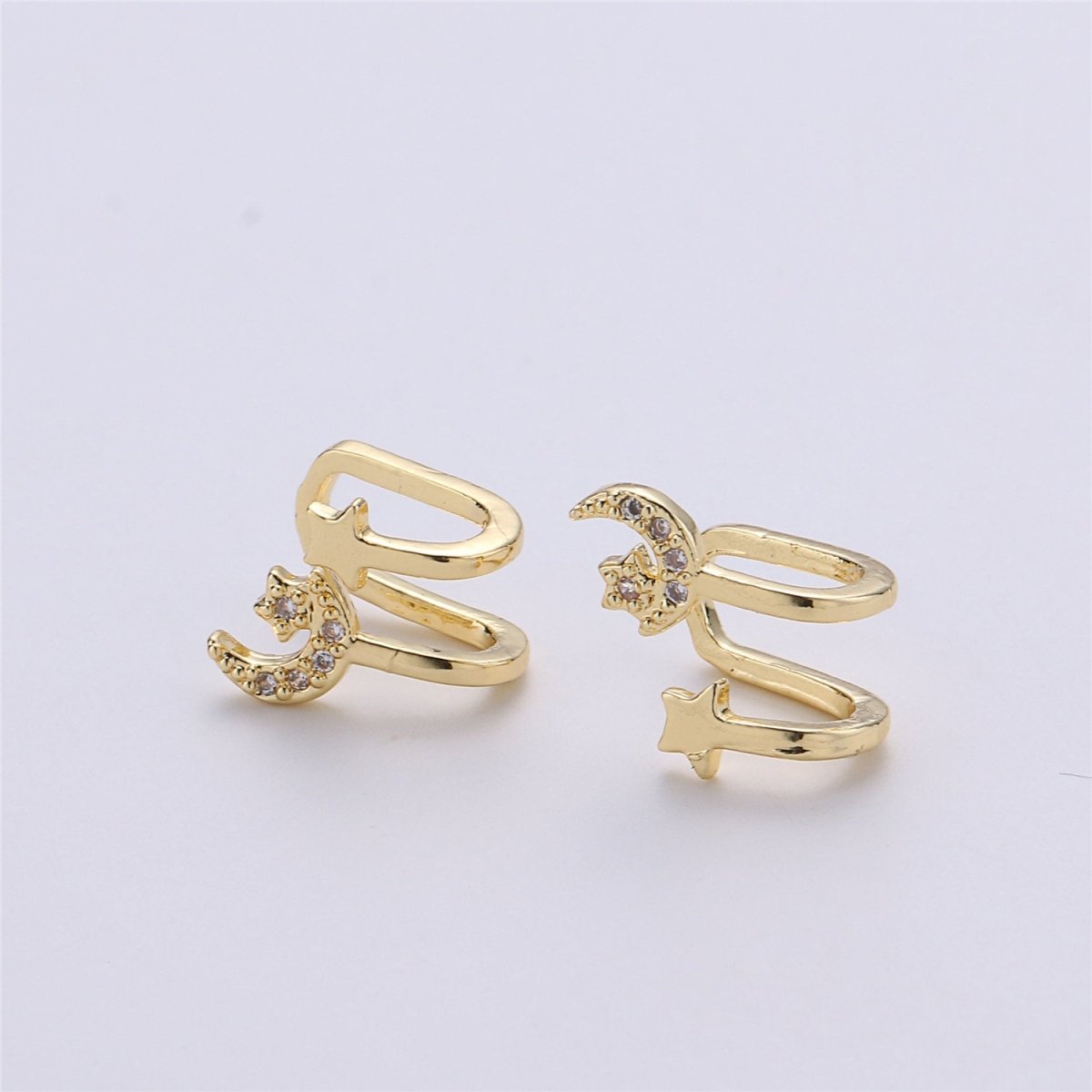 1x Moon Star Gold Filled Earring Simple Ear Cuff, delicate ear cuff, ear cuff no piercing, gold ear cuff, ear cuff, gold ear cuff AI-134