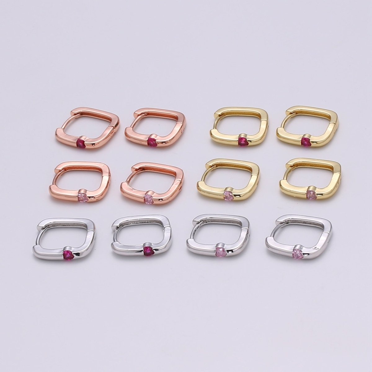 1x Square Hoop Earring with Cz , U-Shape Gold Hoops, 14k Gold Filled Huggie Earrings, Geometric Huggies, Oval Hoop earrings, Mini hoops. Q-505 - Q-510