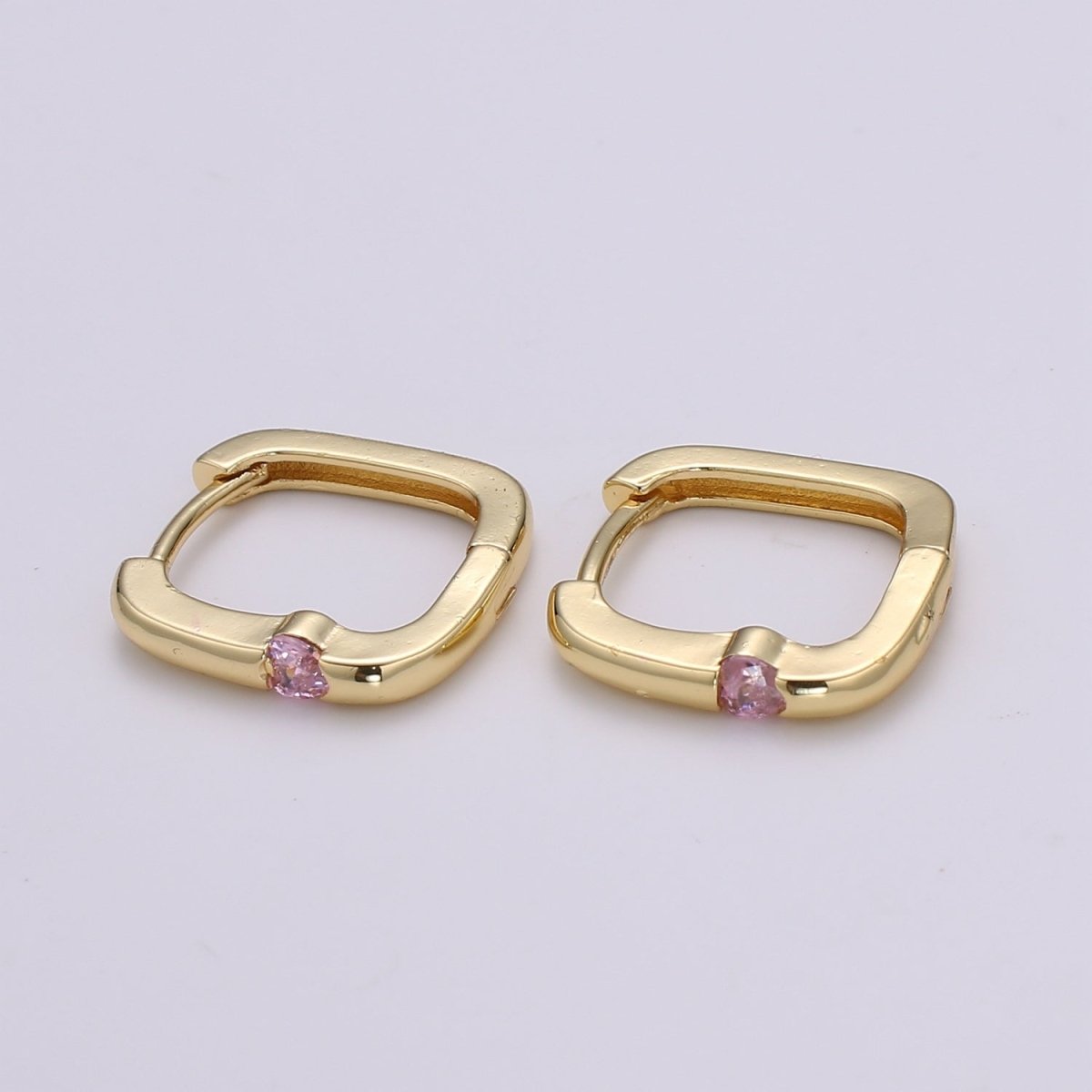 1x Square Hoop Earring with Cz , U-Shape Gold Hoops, 14k Gold Filled Huggie Earrings, Geometric Huggies, Oval Hoop earrings, Mini hoops. Q-505 - Q-510