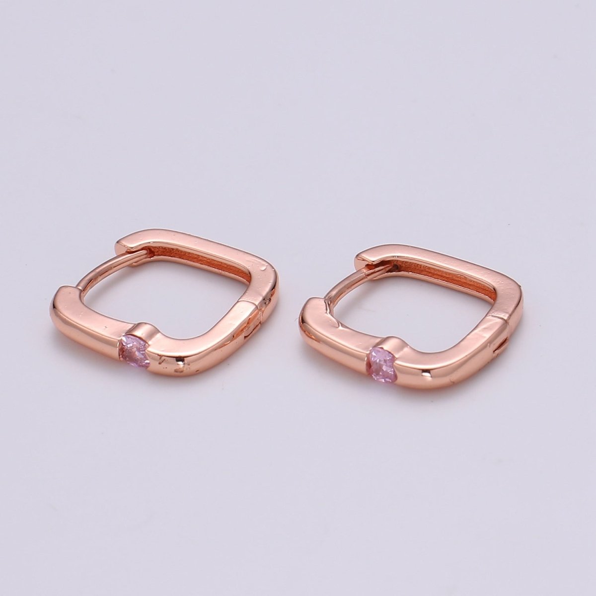 1x Square Hoop Earring with Cz , U-Shape Gold Hoops, 14k Gold Filled Huggie Earrings, Geometric Huggies, Oval Hoop earrings, Mini hoops. Q-505 - Q-510