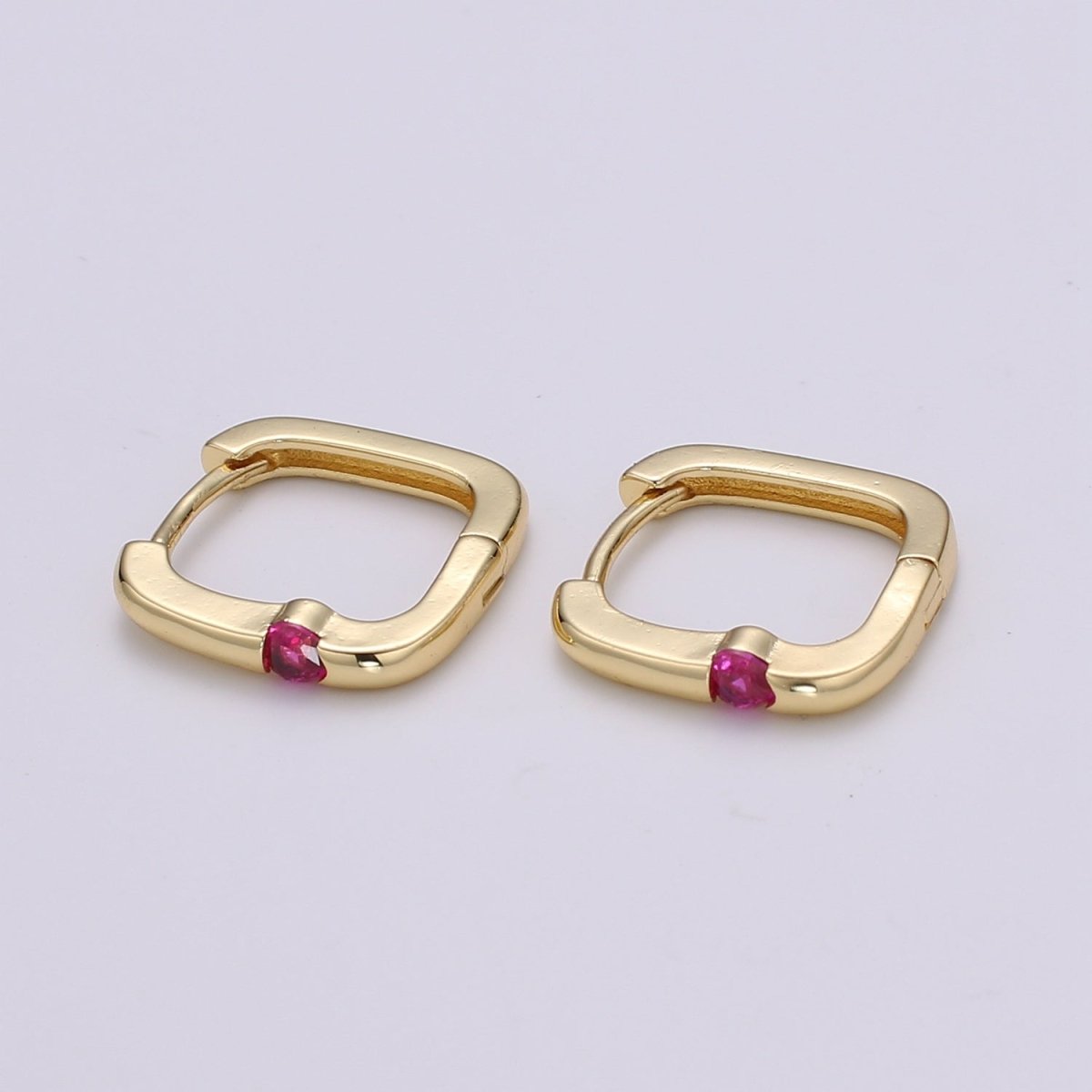 1x Square Hoop Earring with Cz , U-Shape Gold Hoops, 14k Gold Filled Huggie Earrings, Geometric Huggies, Oval Hoop earrings, Mini hoops. Q-505 - Q-510