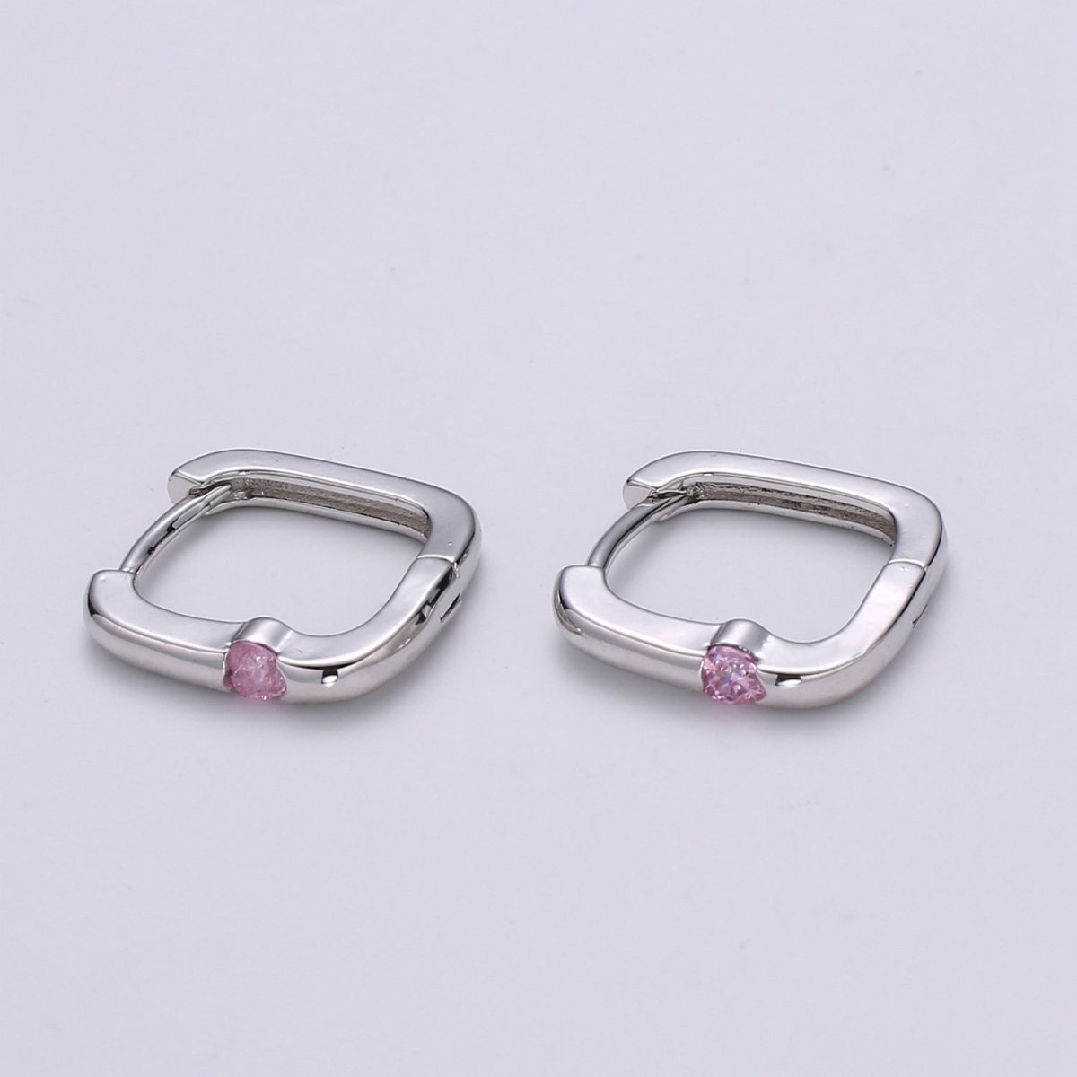 1x Square Hoop Earring with Cz , U-Shape Gold Hoops, 14k Gold Filled Huggie Earrings, Geometric Huggies, Oval Hoop earrings, Mini hoops. Q-505 - Q-510