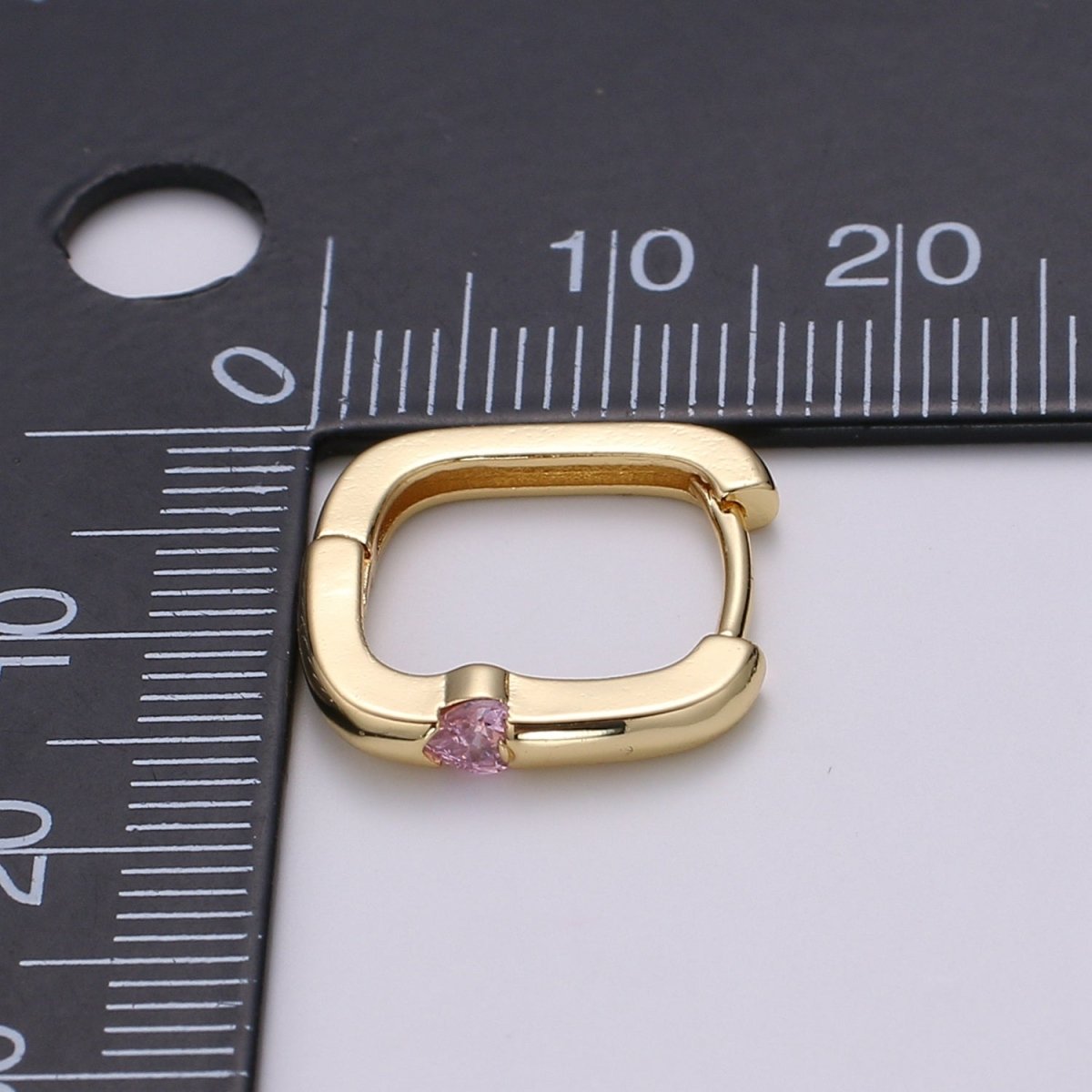 1x Square Hoop Earring with Cz , U-Shape Gold Hoops, 14k Gold Filled Huggie Earrings, Geometric Huggies, Oval Hoop earrings, Mini hoops. Q-505 - Q-510