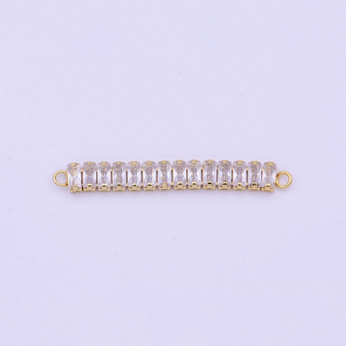 2 Inch Clear Baguette Cubic Zirconia Gold Connector | Y-625 - DLUXCA