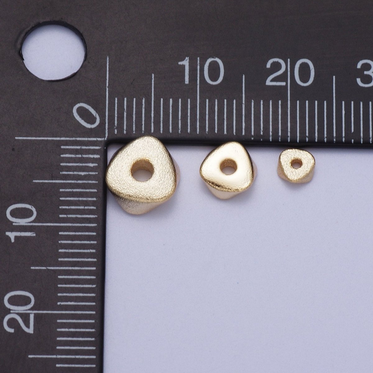 20 Pieces Matte Gold 8mm, 6mm, 4mm Triangle Geometric Beads | B-273 B-308 B-309