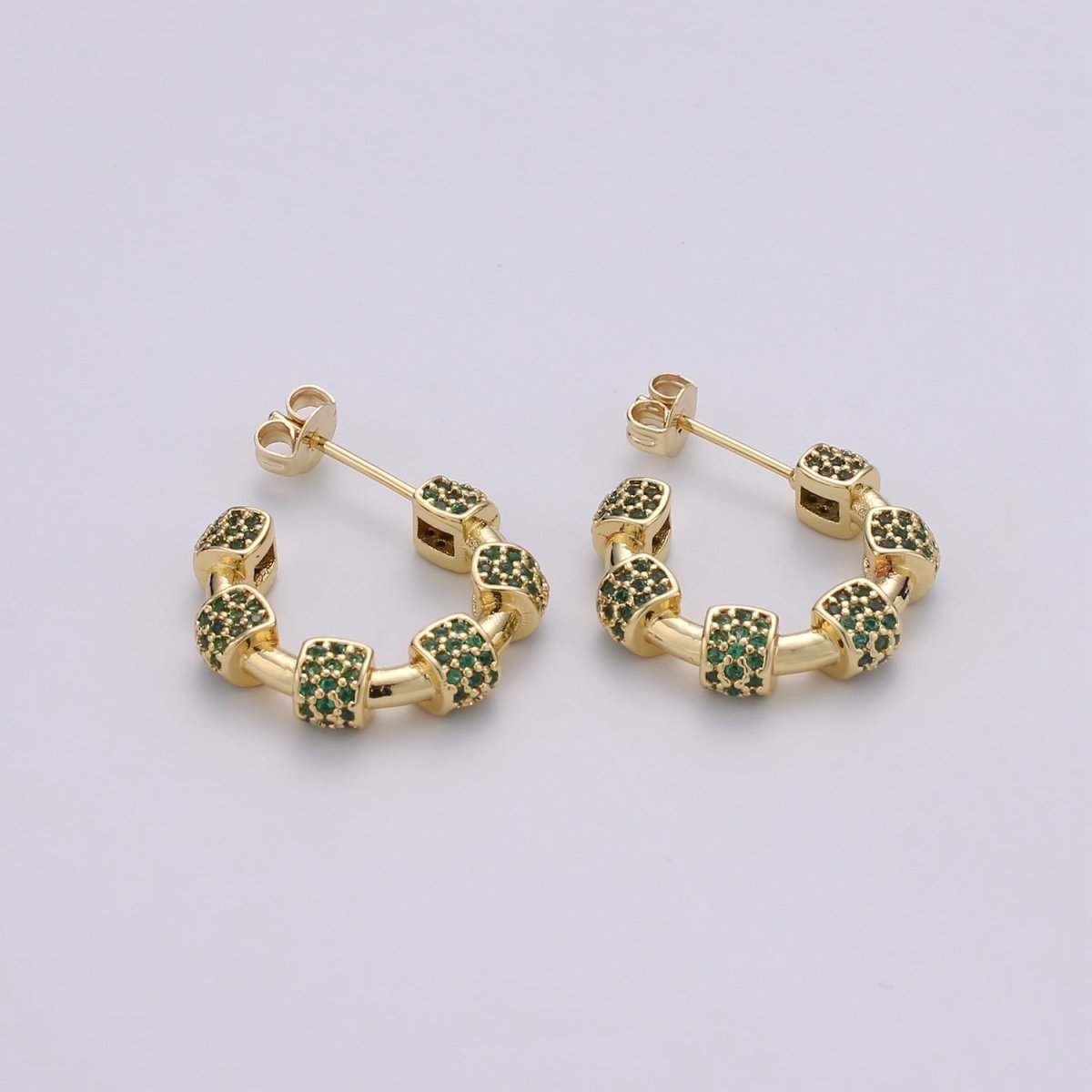 20mm hoop earrings, Gold hoop earrings, Chunky hoops, minimalist hoop earrings, cz earrings Black Blue Clear Turquoise Earring Q-106 - Q-110 Q-112