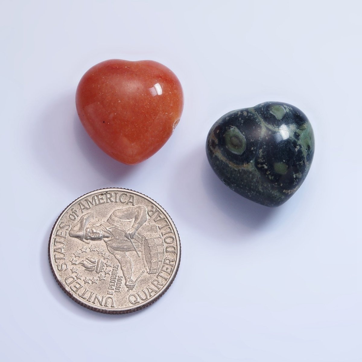 20mm Natural Gemstone Heart Charm Puffy Heart Natural Stone | B886 - B892