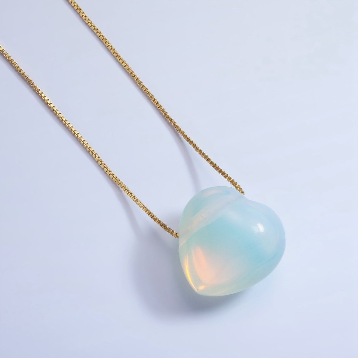 20mm Natural Gemstone Heart Charm Puffy Heart Natural Stone | B886 - B892