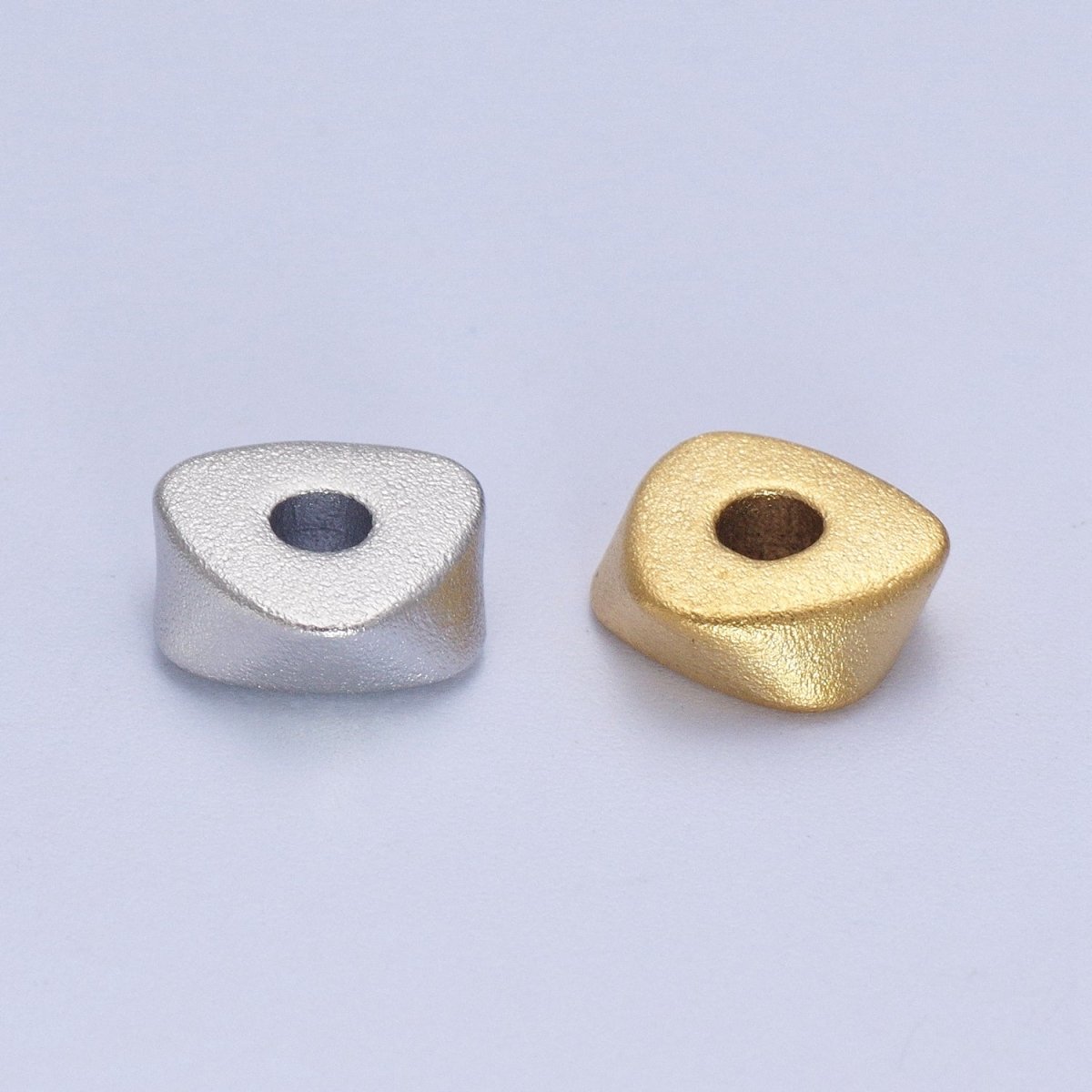 20pcs 24K Gold Filled 20 Pieces 7.8mm Geometric Triangle Matte Bead in Gold & Silver | K-303 K-304