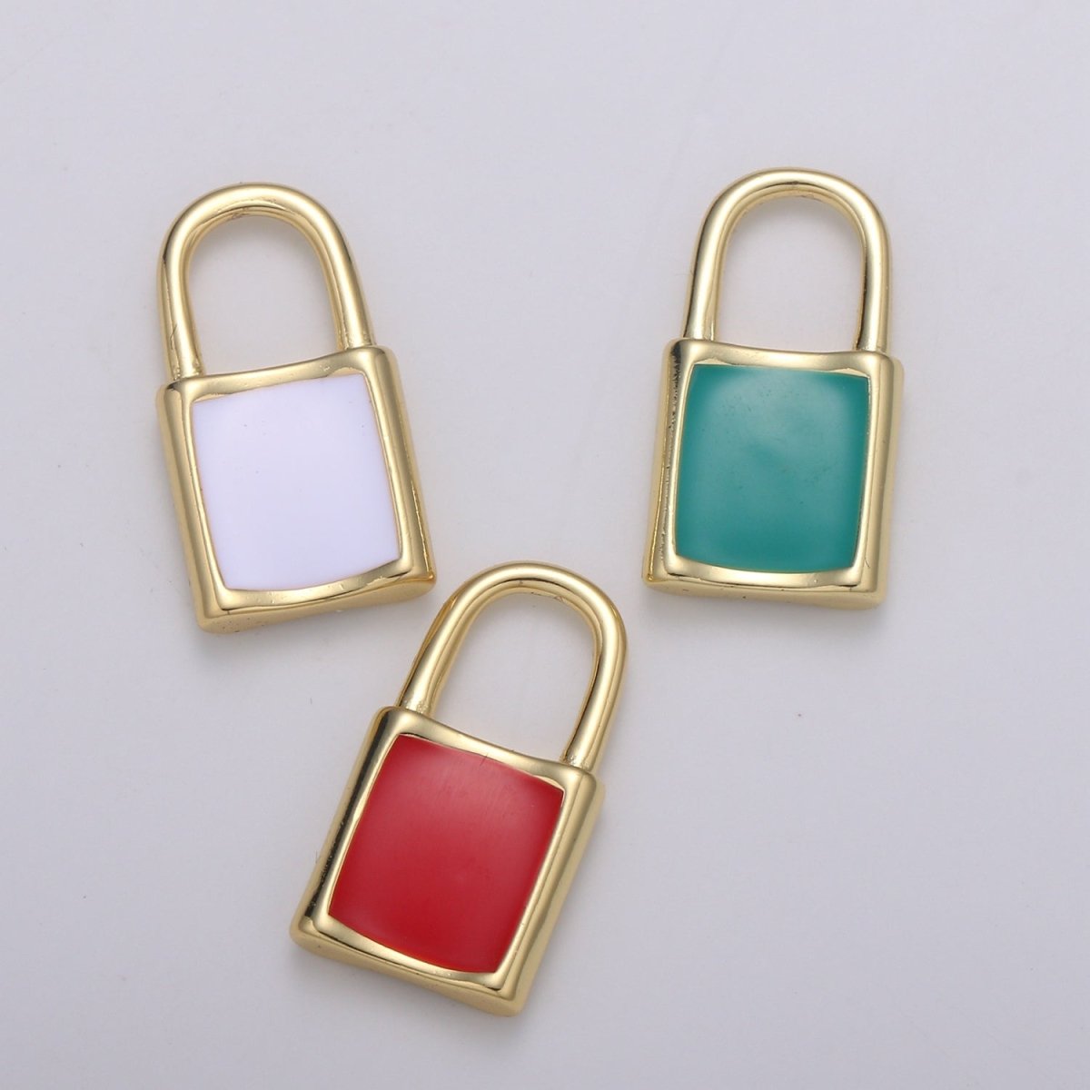 20x10.5mm 14K Gold Filled Padlock Pendants , Enamel Padlock Pendants , Padlock Necklace Charm, DIY Jewelry Supply Bracelet Necklace Findings K-089 - K-091