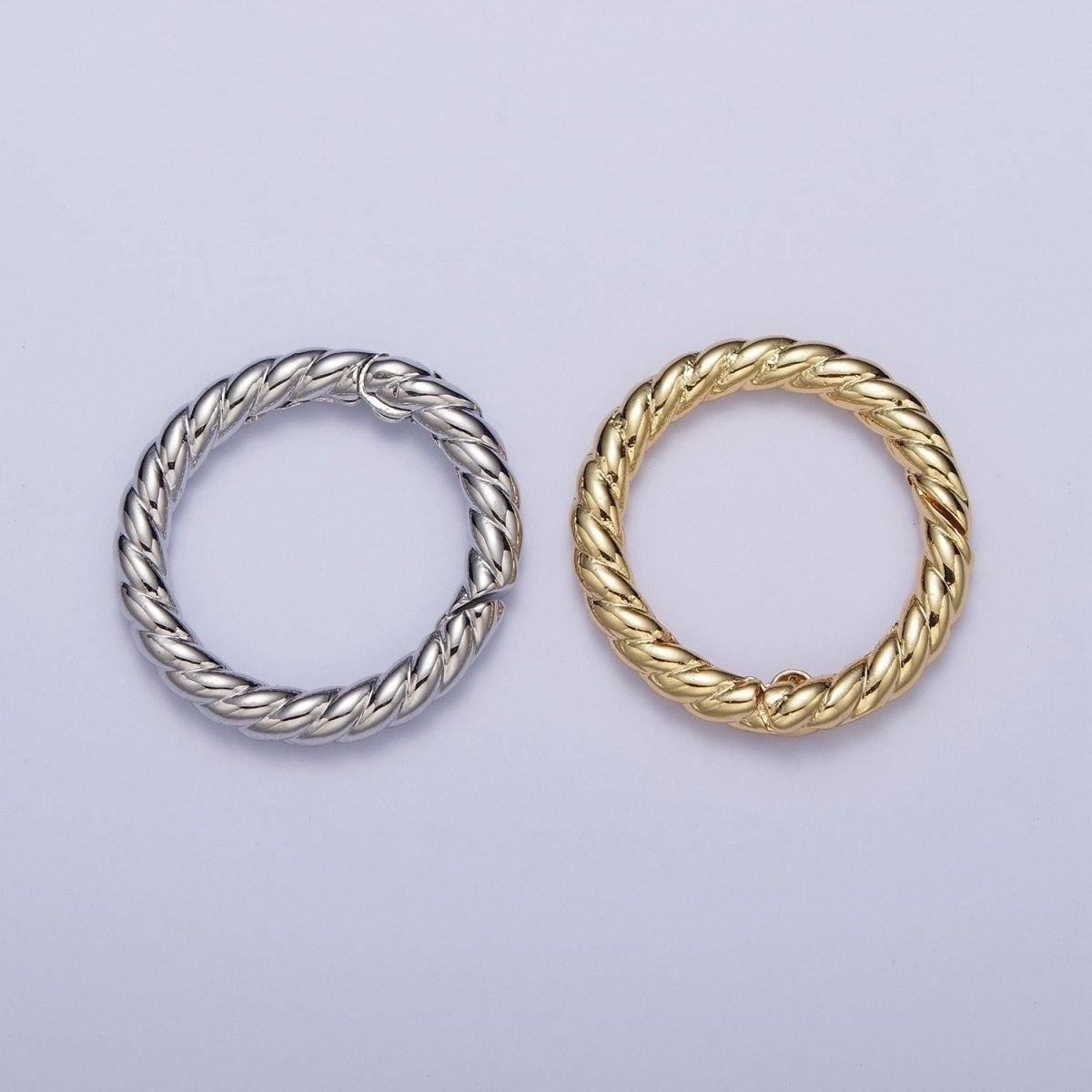 22.3mm Gold / Silver Braided Twist Spring Gate Ring Supply | K-128 K-240