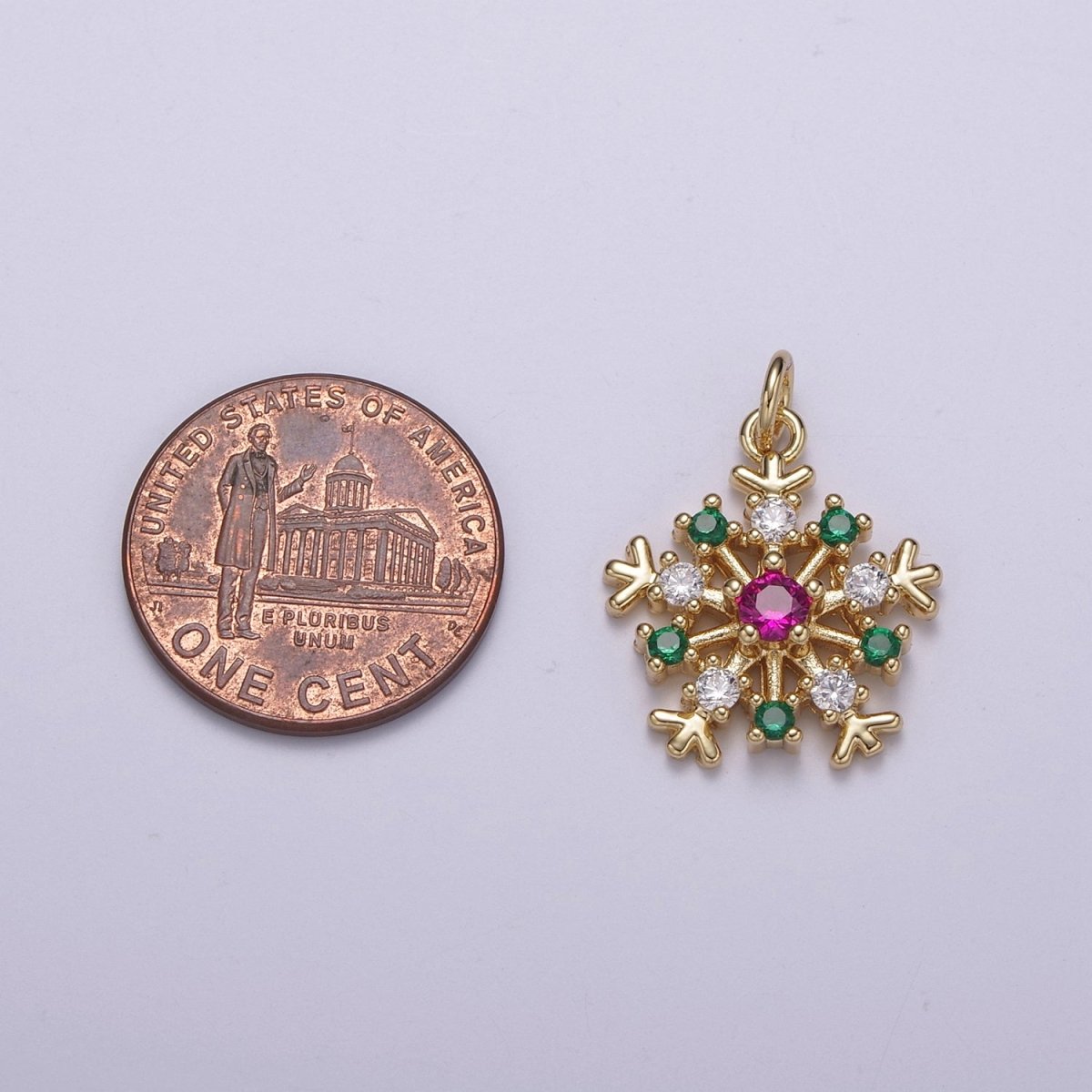 22.6x16.7mm Gold Filled Snowflake Pendant, Silver Charms , Micro Pave Snowflake , Cz Jewelry, Cubic Zirconia Winter Snow CharmC-304 C-305