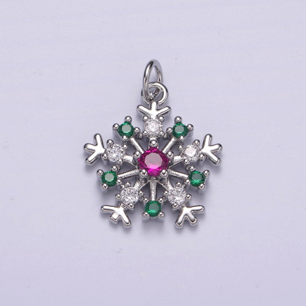 22.6x16.7mm Gold Filled Snowflake Pendant, Silver Charms , Micro Pave Snowflake , Cz Jewelry, Cubic Zirconia Winter Snow CharmC-304 C-305